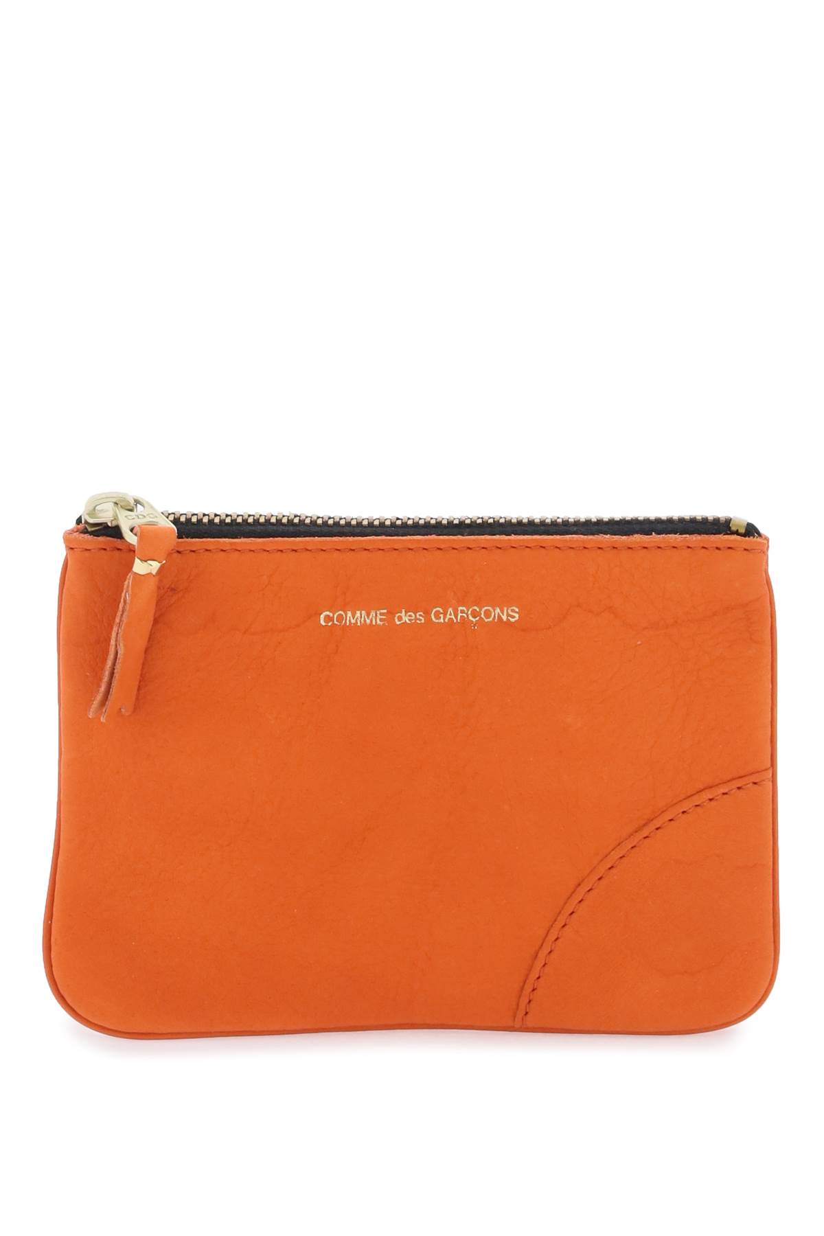 Shop Comme Des Garçons Leather Coin Purse In Burnt Orange (orange)
