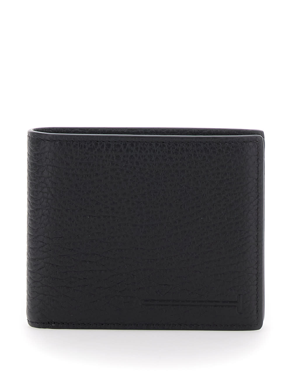 Tom Ford Printed Deer Leather Elongated T Line Classic Bifold Wallet Accessories In Black