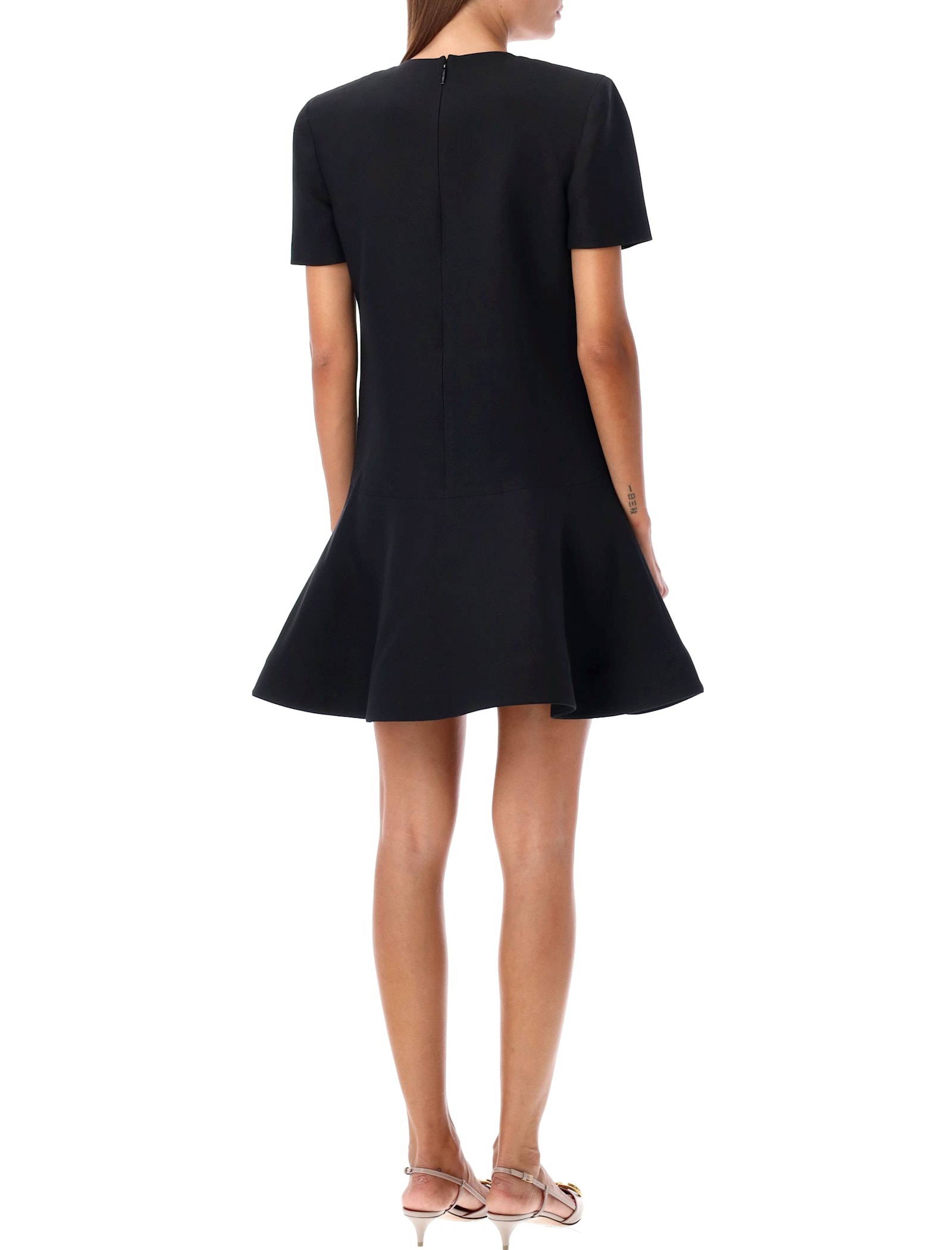 Shop Valentino Mini Ruffled Skirt Dress In Nero