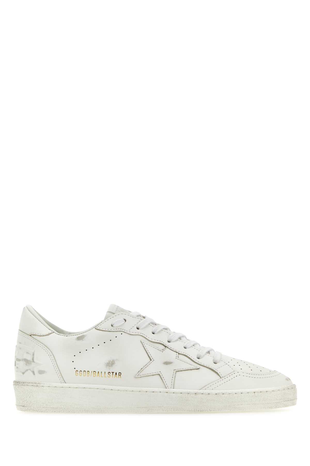Shop Golden Goose White Leather Ball Star Sneakers In Opticwhite