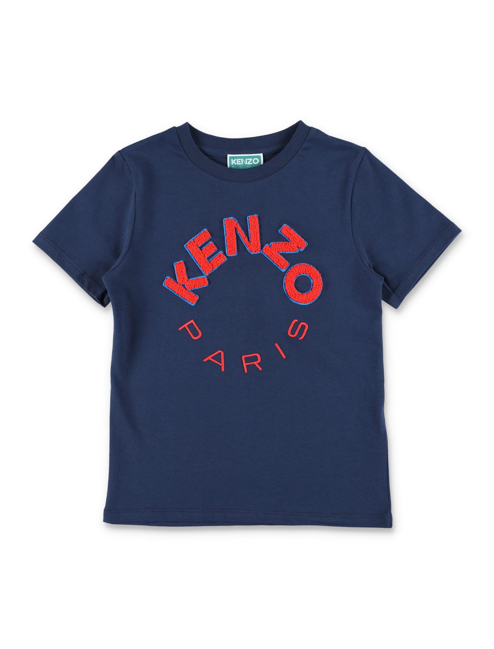 Kenzo Kids' Bouclé Logo T-shirt In Navy