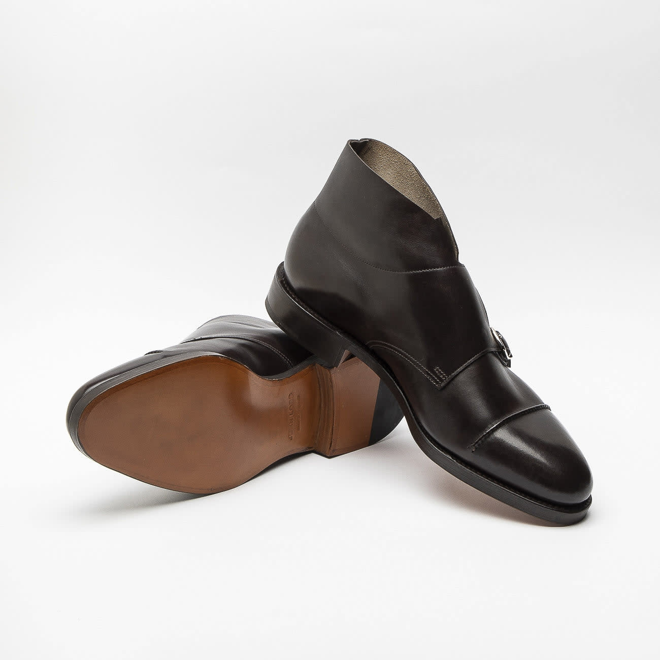 Shop John Lobb William Ii Boot Dark Brown Misty Calf Monk Strap Boot (fitting F/ee) In Marrone