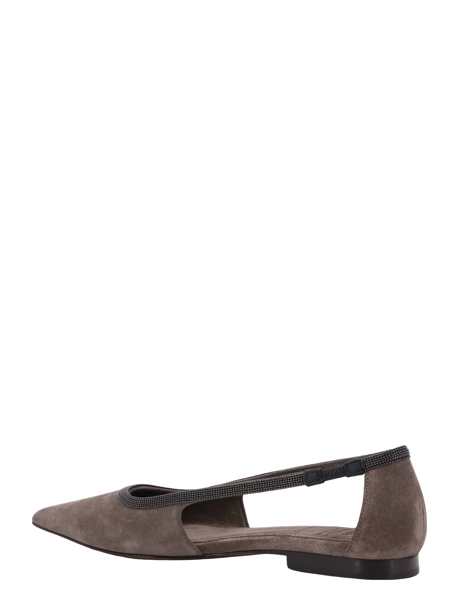 Shop Brunello Cucinelli Ballerinas In Grey