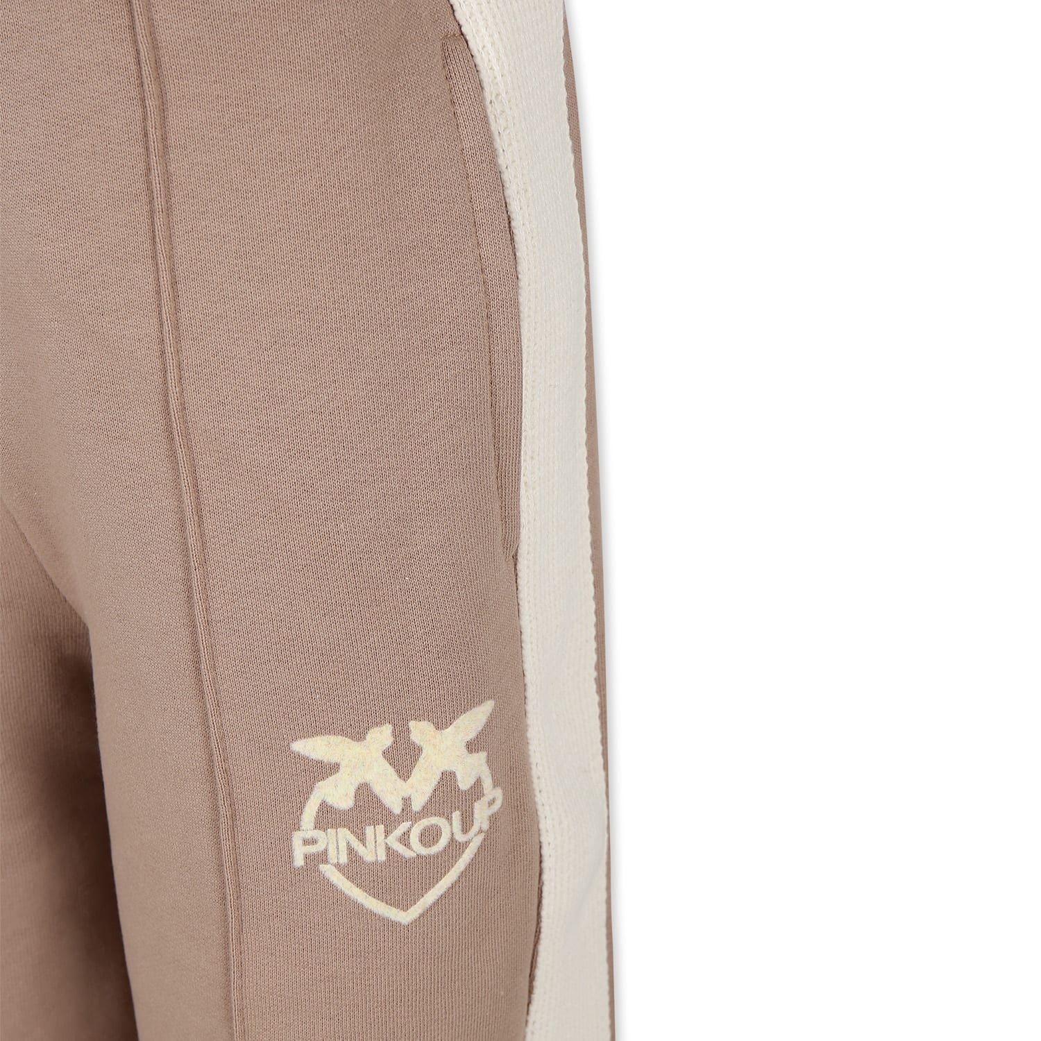 Pinko Beige Trousers For Girl With Heart In Beige