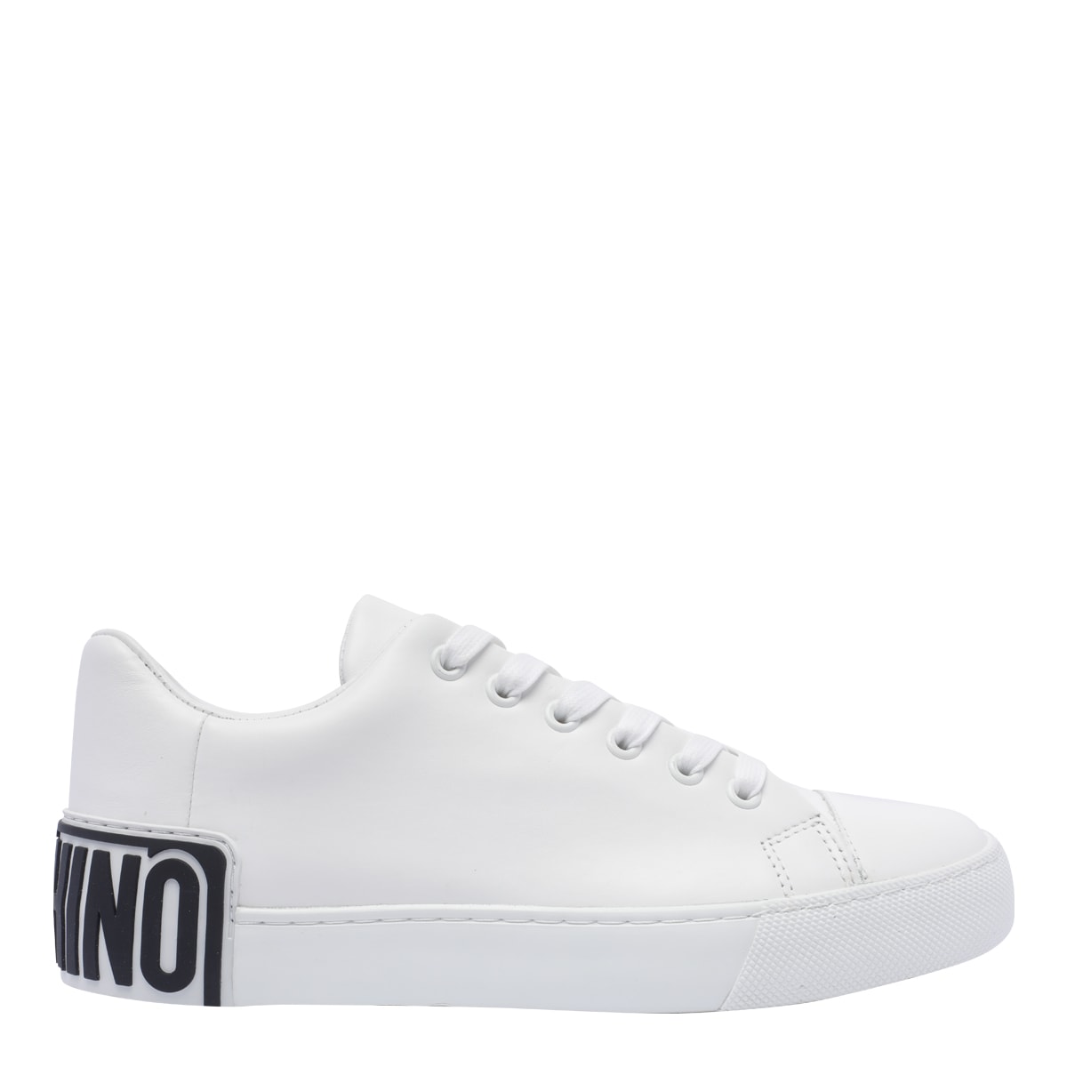 Shop Moschino Maxi Logo Sneakers In White