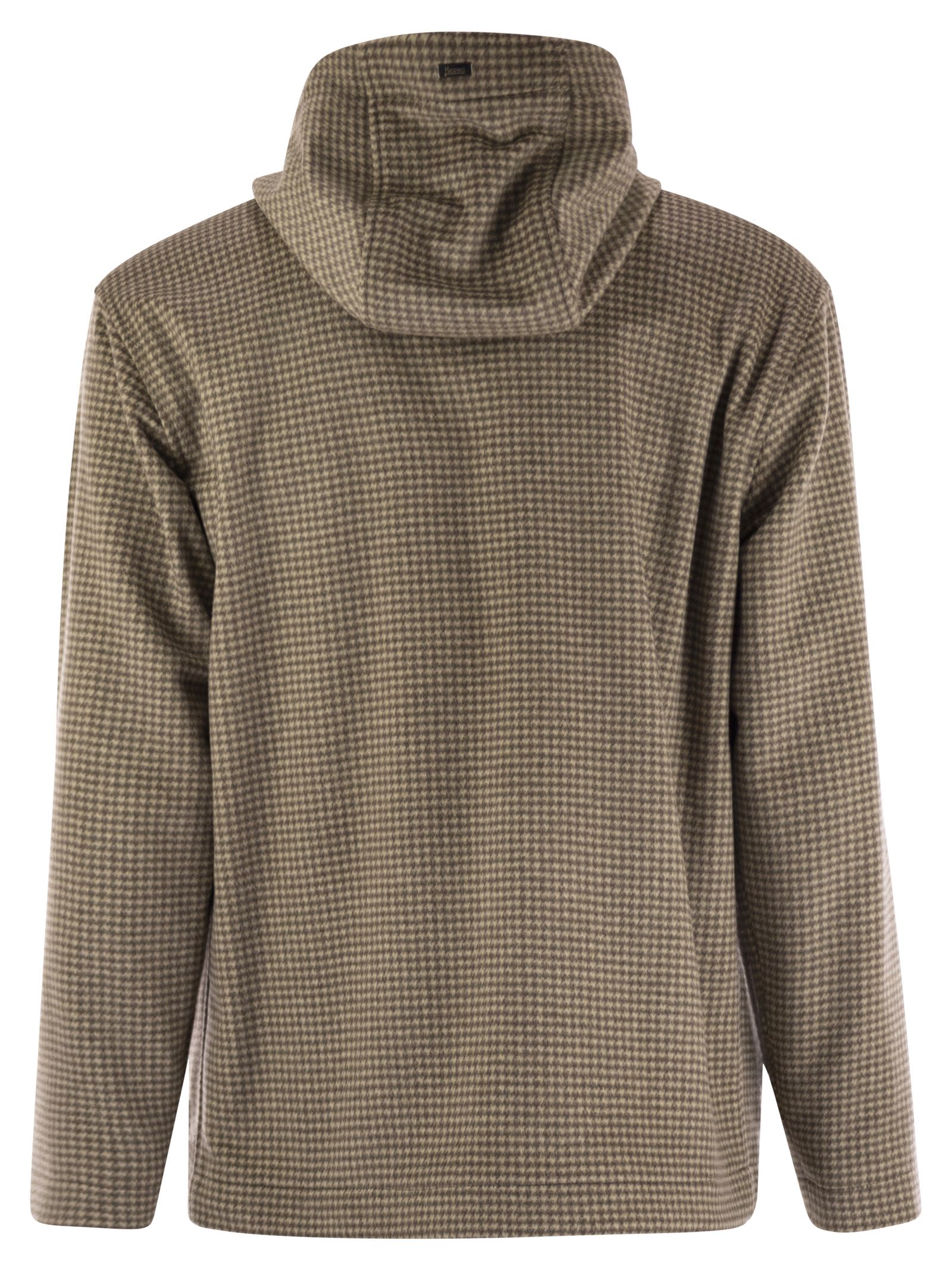 Herno Field Jacket Resort In Cashmere Pied De Poule In Brown