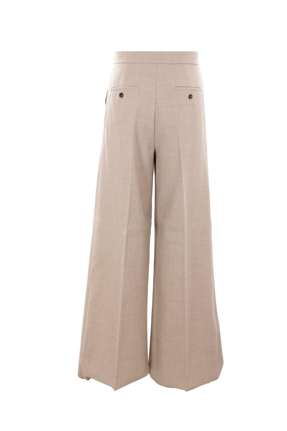 Max Mara Virgin Wool Tailored Trousers In Beige