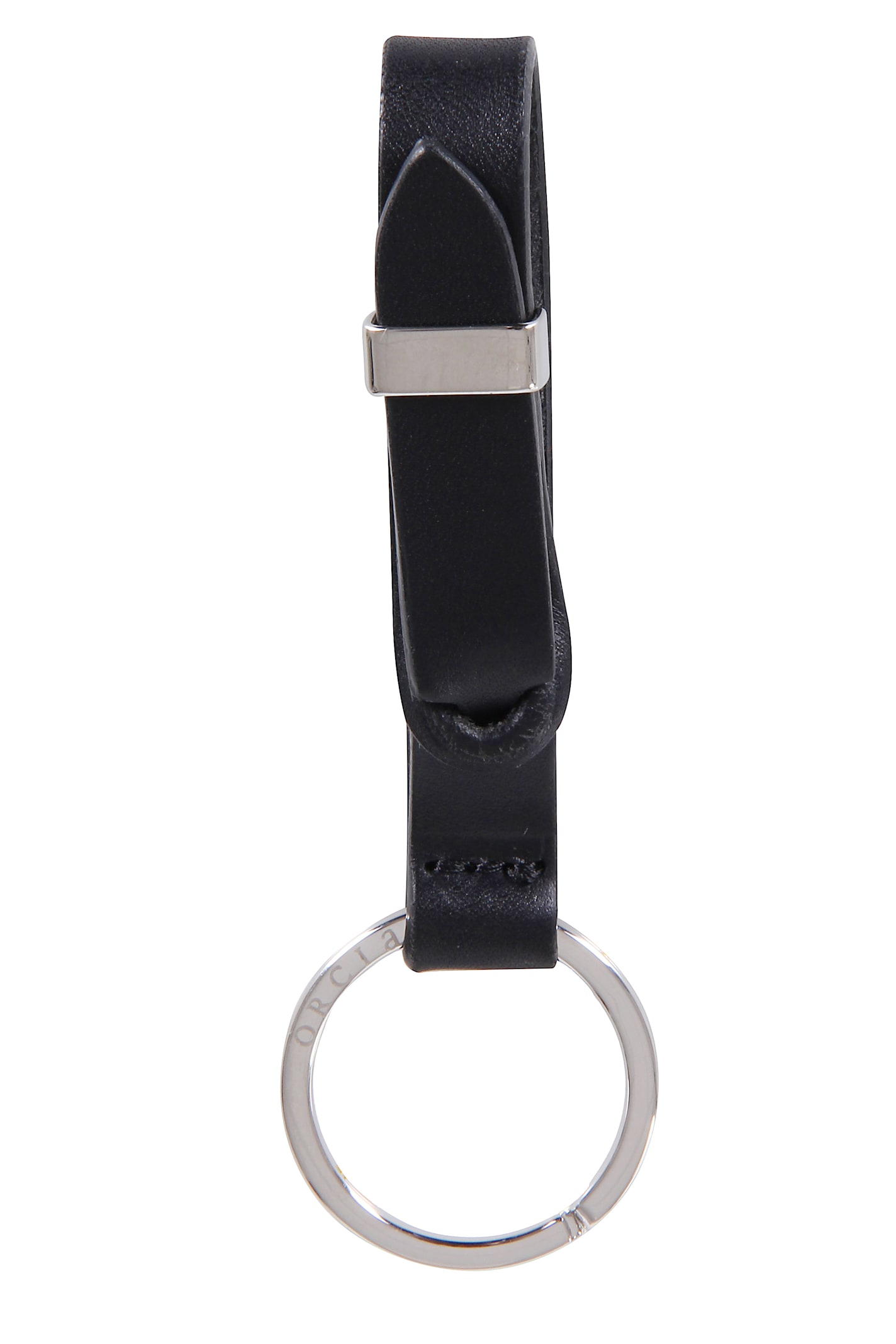 Orciani Loop Leather Keyring In Black