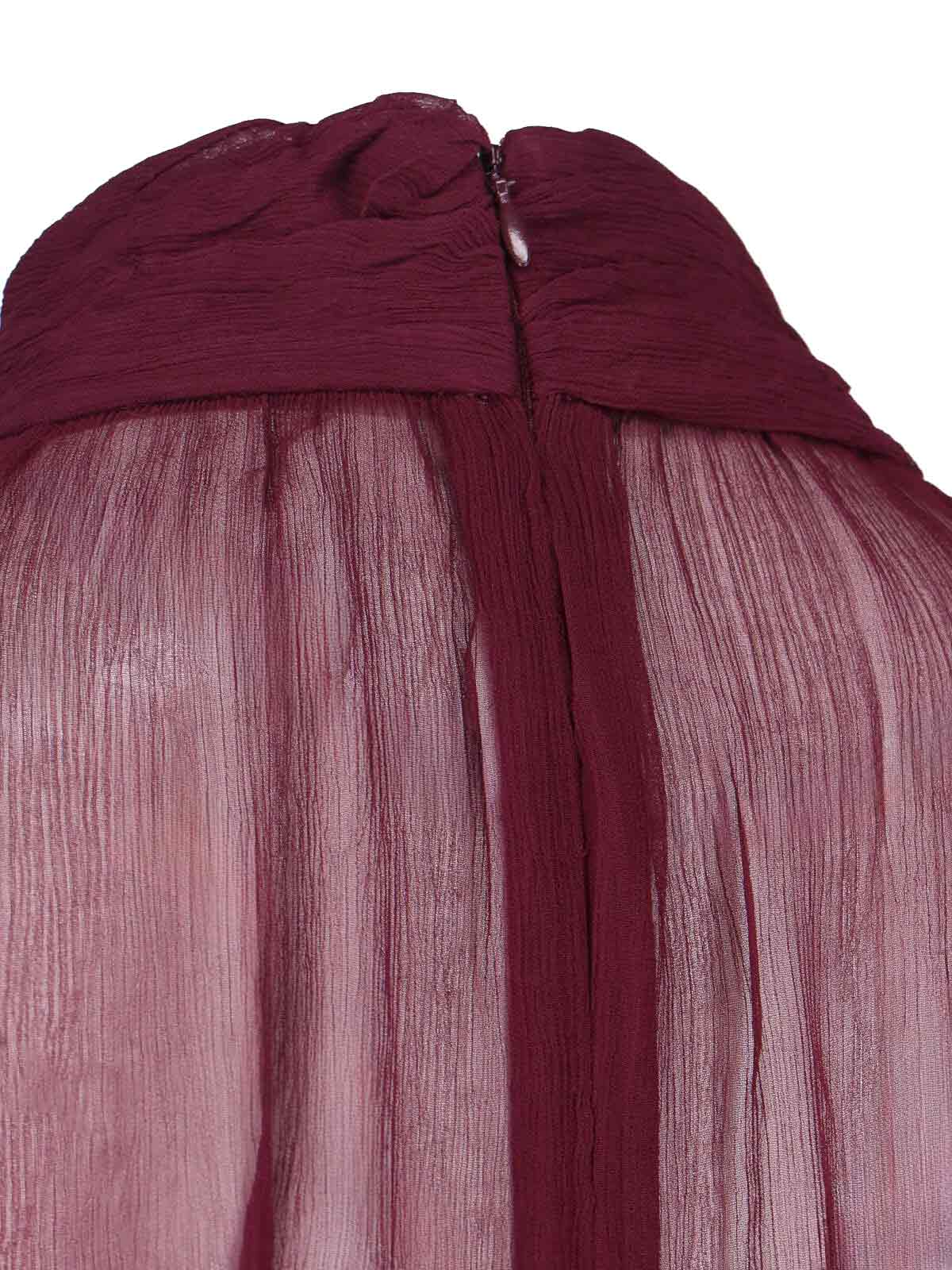 Staud Silk Dress With Cowl Neckline And Puff Sleeves In Red