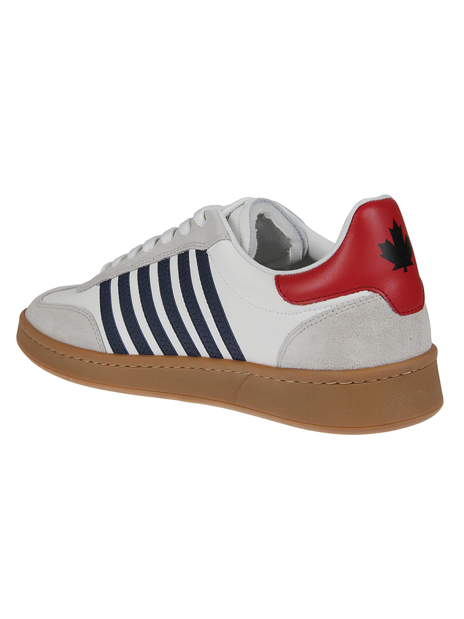 Shop Dsquared2 Boxer Lace-up Low Top Sneakers In Bianco/blu/rosso