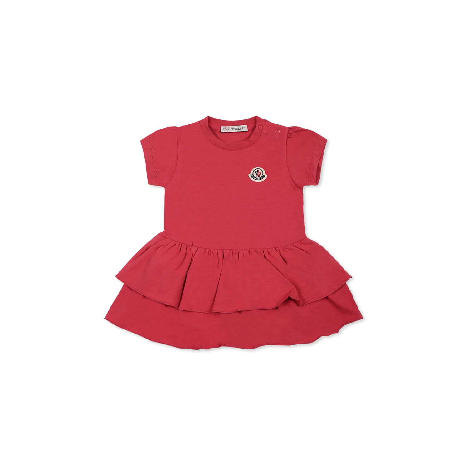 MONCLER FUCHSIA DRESS FOR BABY GIRL WITH LOGO