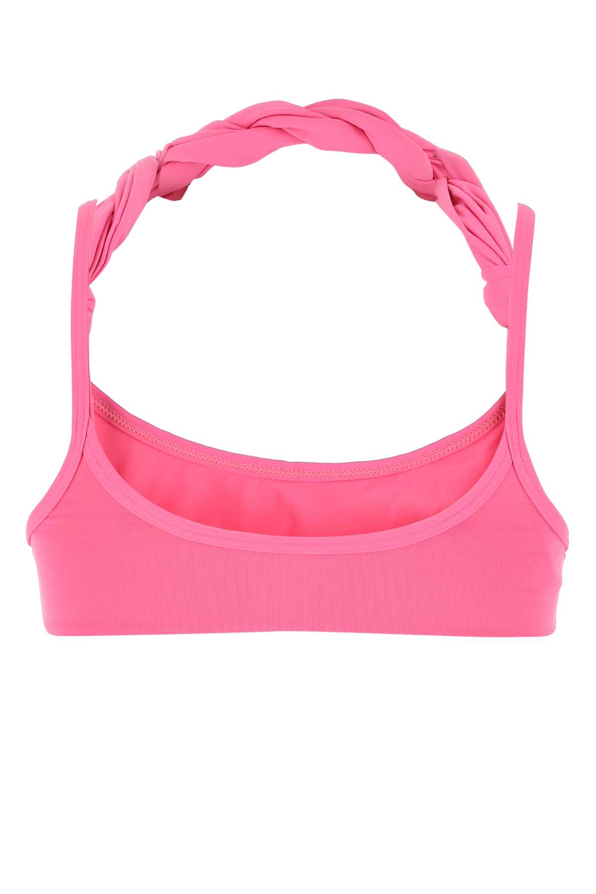 Shop Attico Dark Pink Stretch Nylon Bikini Top In 007