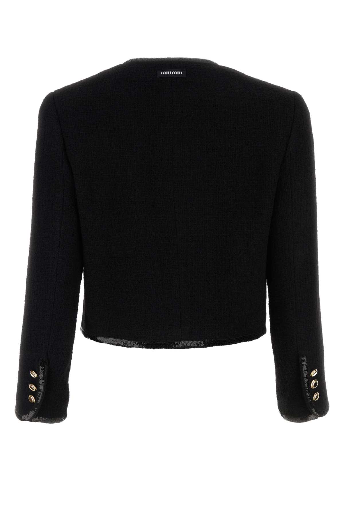 Shop Miu Miu Black Tweed Blazer In Nero