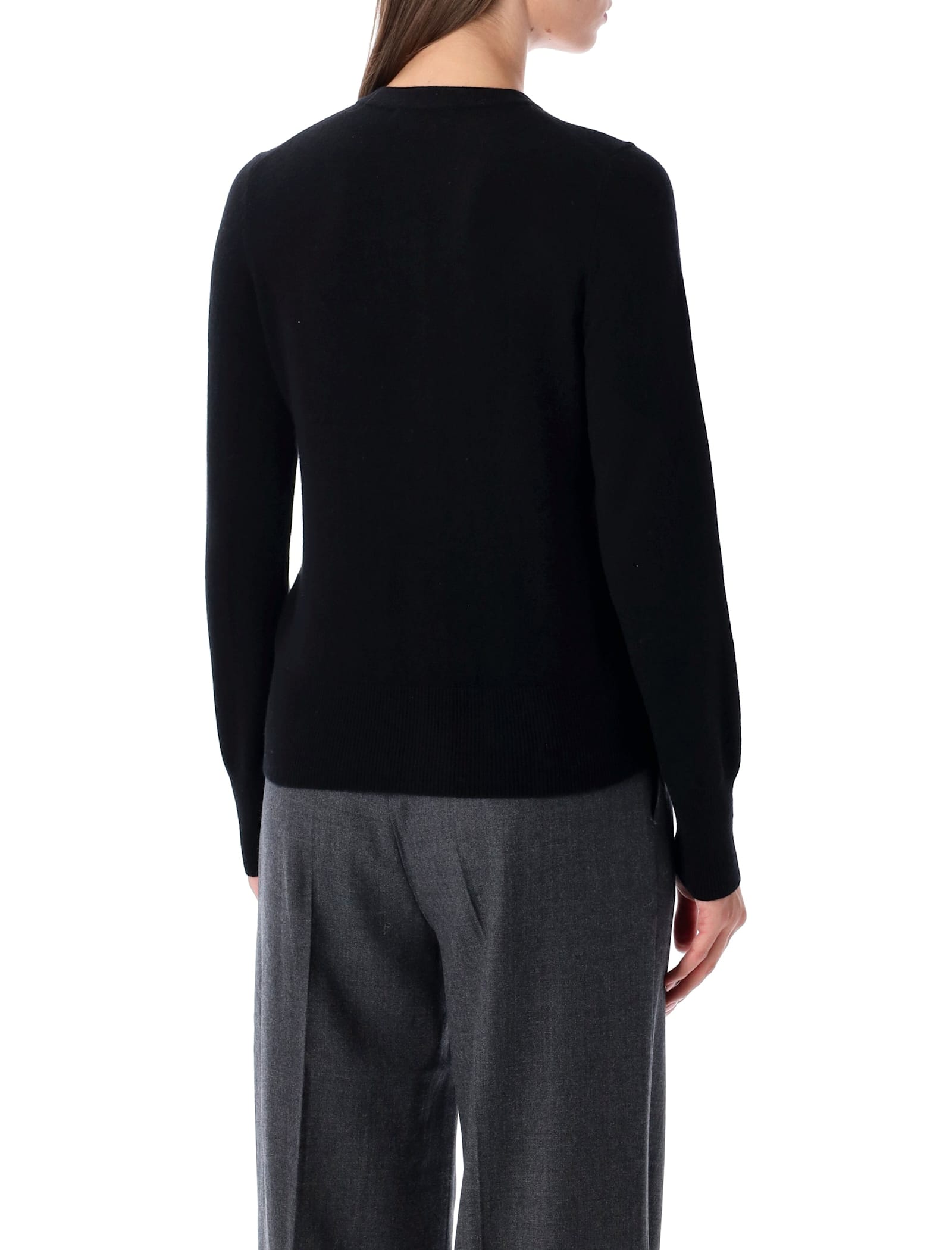 Rhea Costa Rhea Black Wool Cashmere Cropped Cardigan In Black