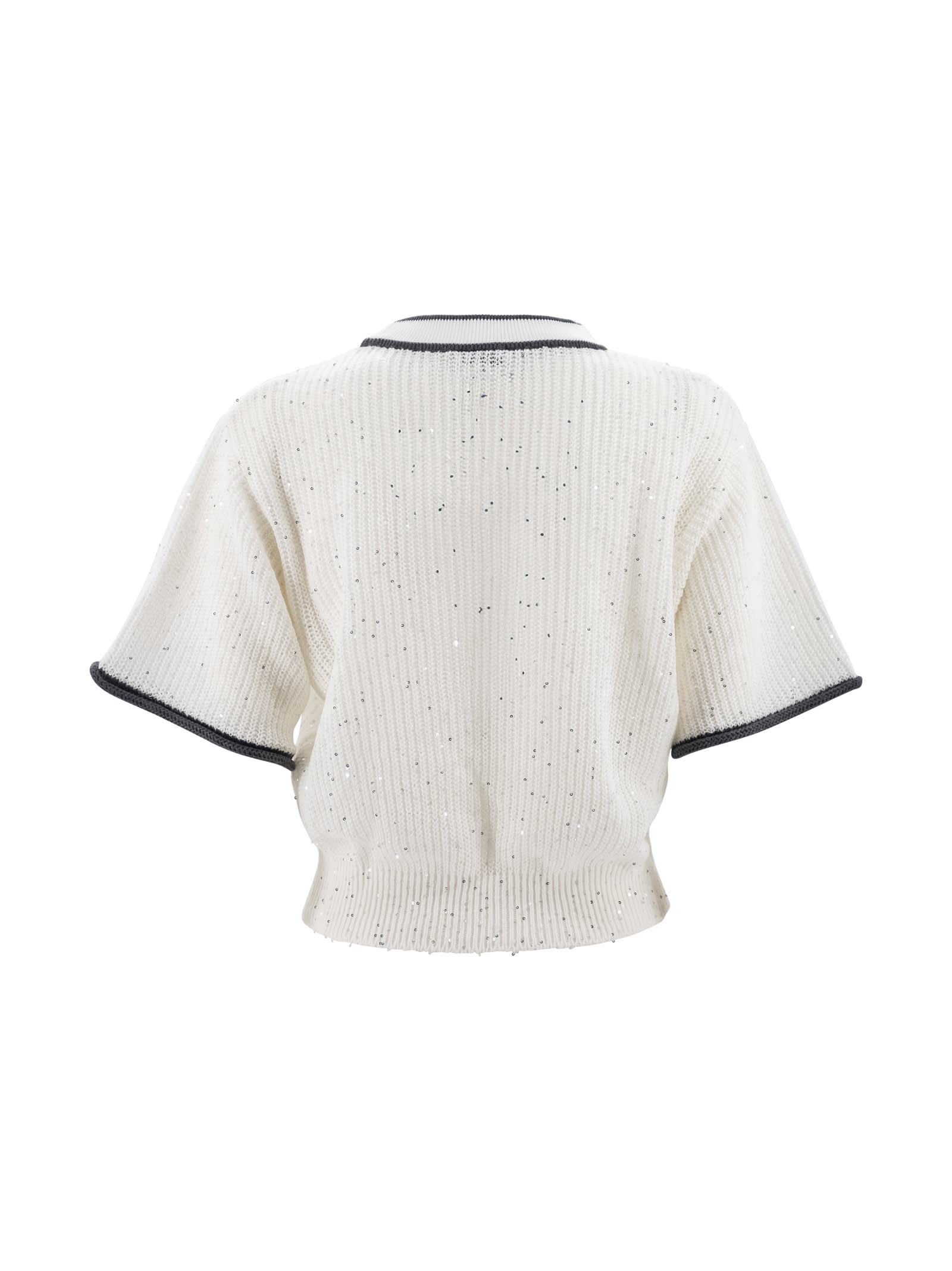 Shop Brunello Cucinelli Contrasting-border Knitted Top In White
