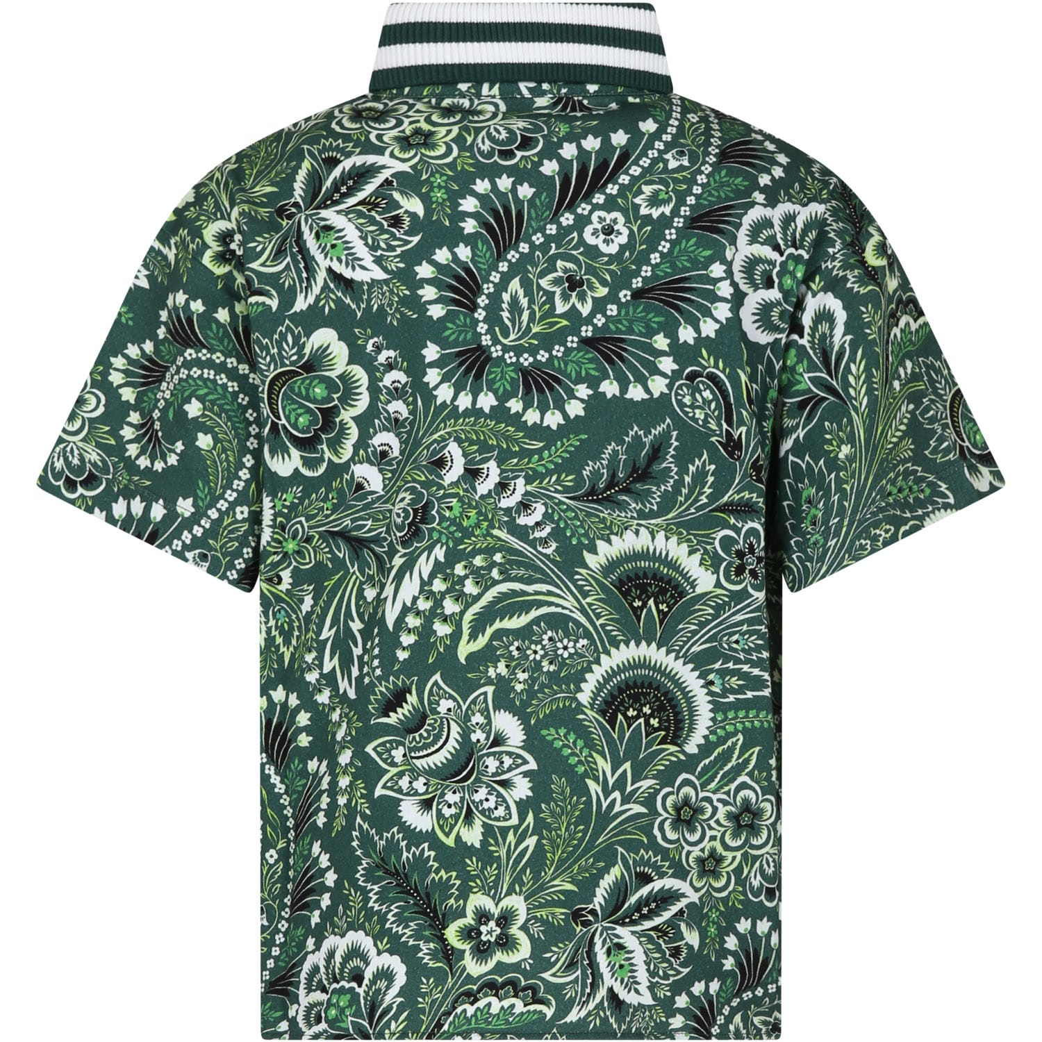 Shop Etro Green Polo Shirt For Boy With Paisley Pattern In Av