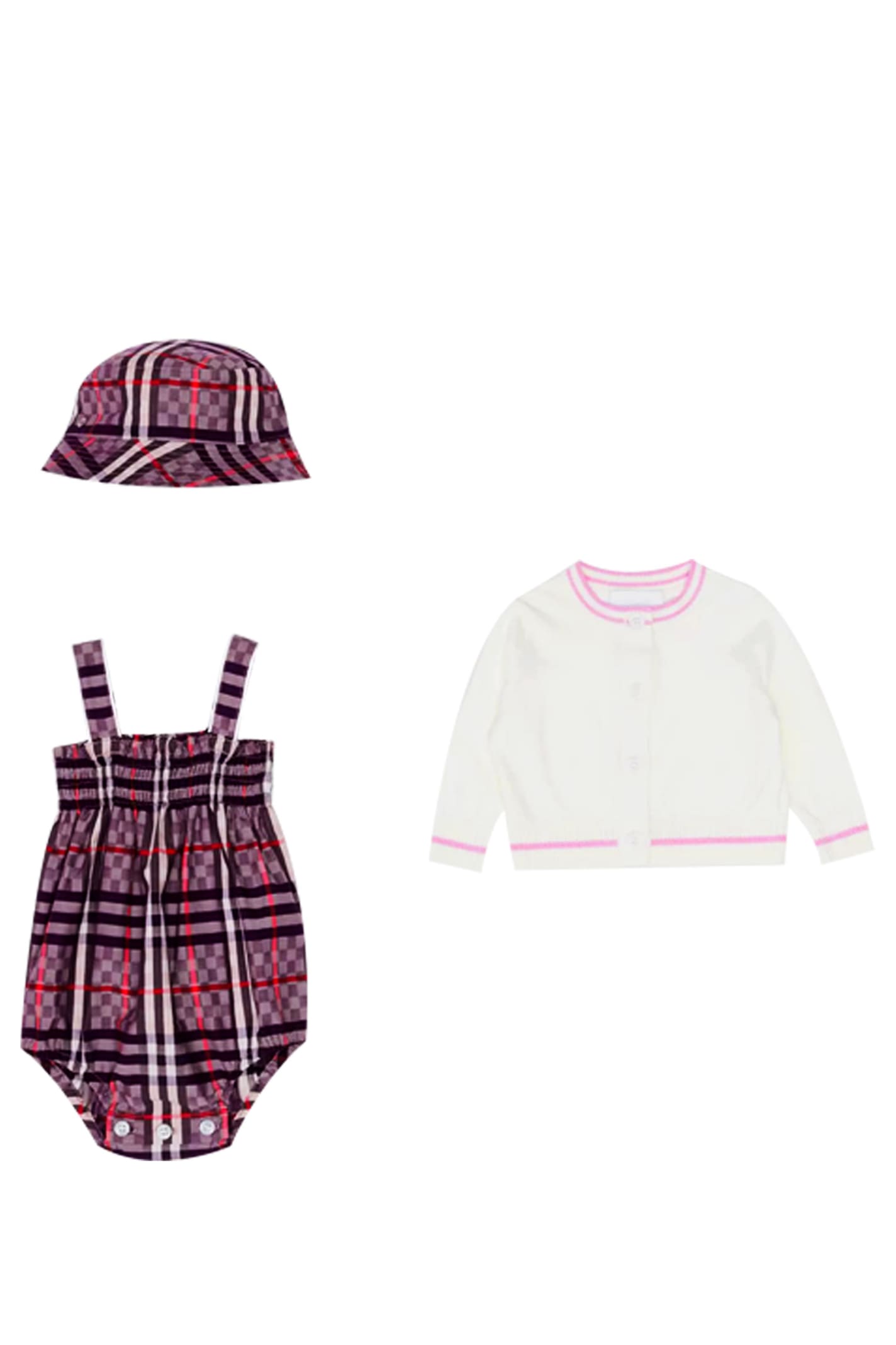 Burberry Three-piece Set In Cotton With Chess Motif