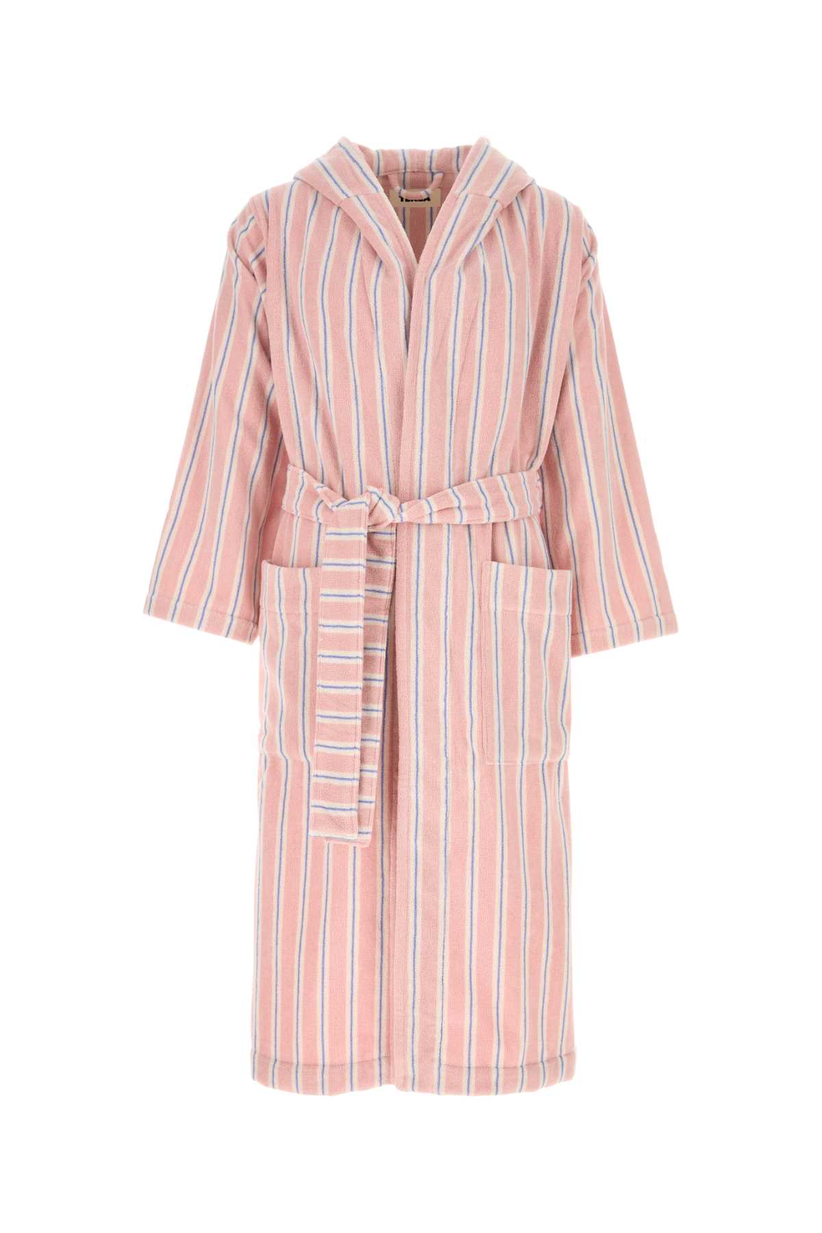 Tekla Embroidered Terry Fabric Bathrobe In Pink