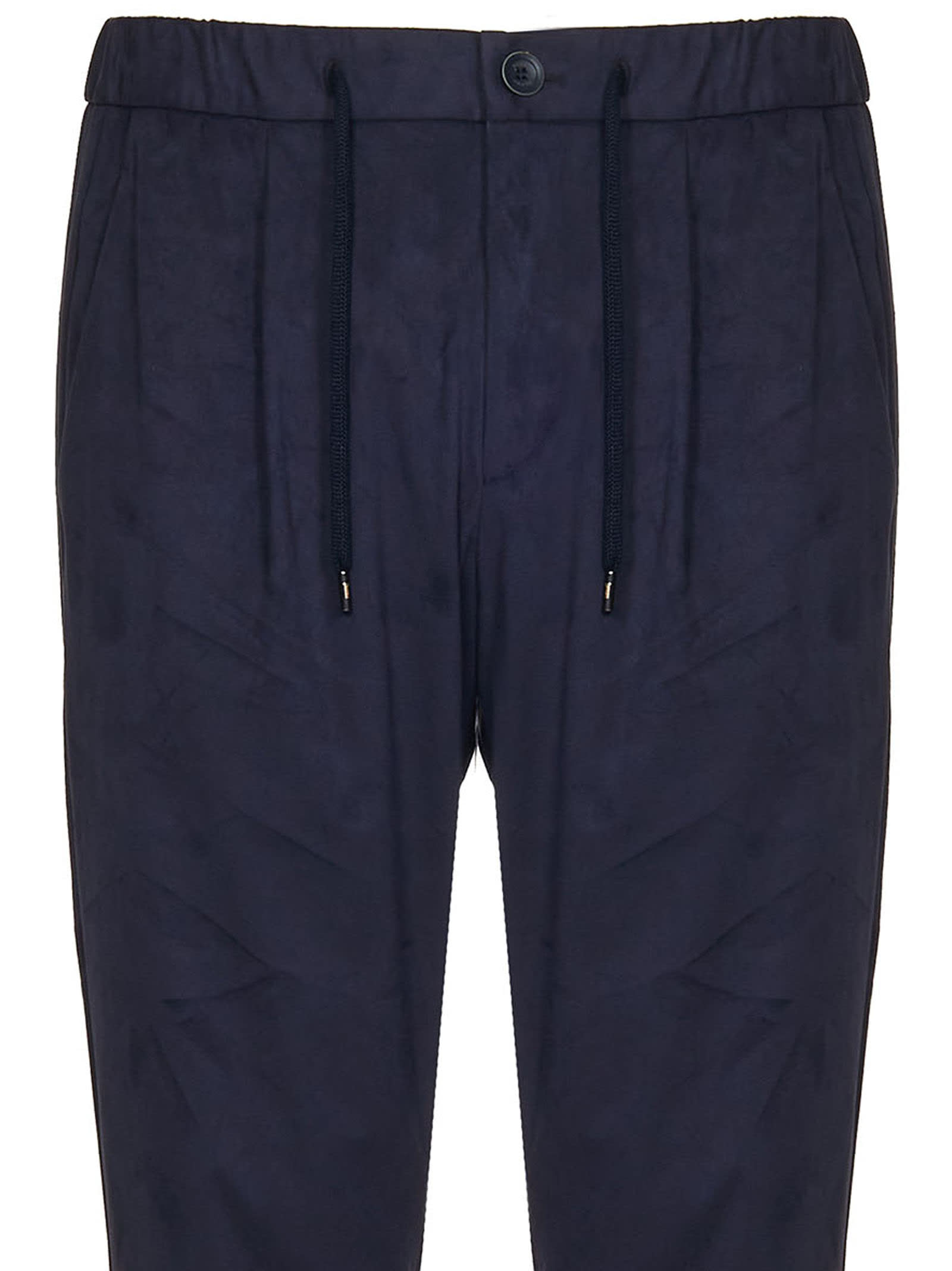 Herno Blue Mid-rise Regular Fit Straight Hem Trousers In Blue