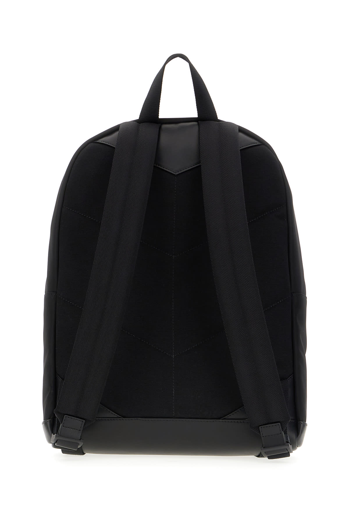 Jimmy Choo Black Nylon Backpack With Leather Base And Contrasting Logo Detail In Blacklattegunmetal