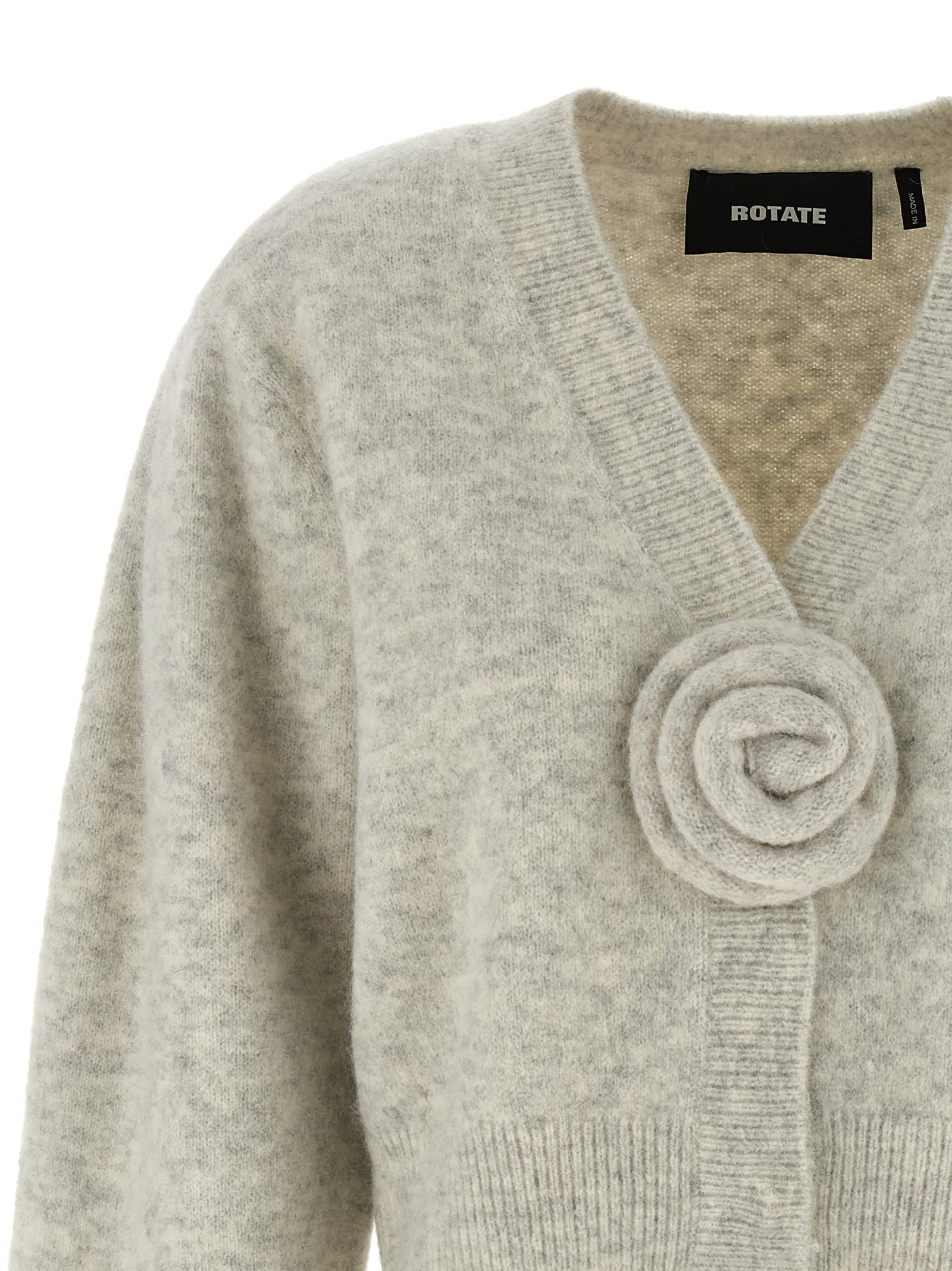 Rotate Birger Christensen Cropped Alpaca And Wool Cardigan With V-neck In Gray