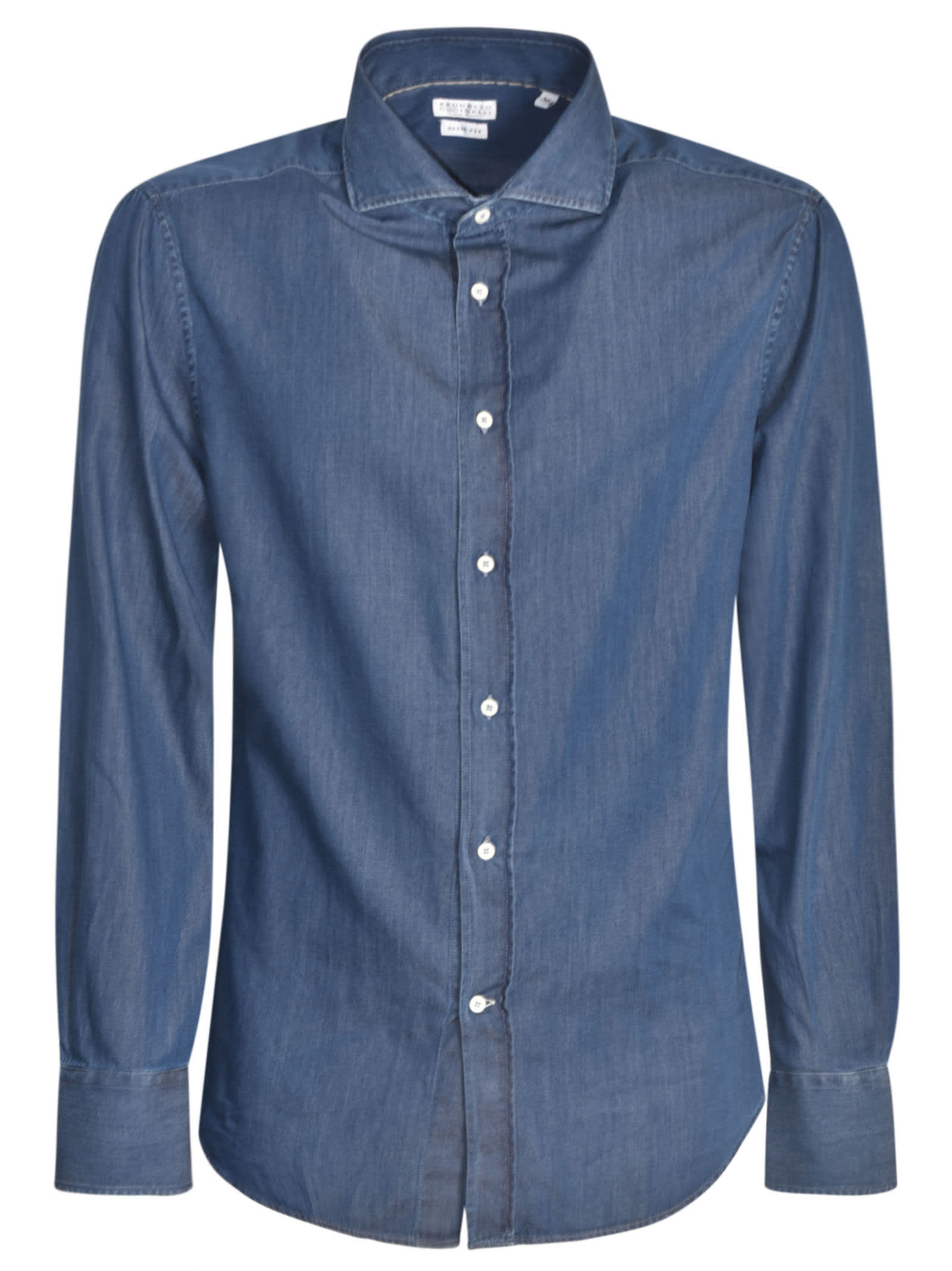 Shop Brunello Cucinelli Long-sleeved Buttoned T-shirt In Denim Scuro