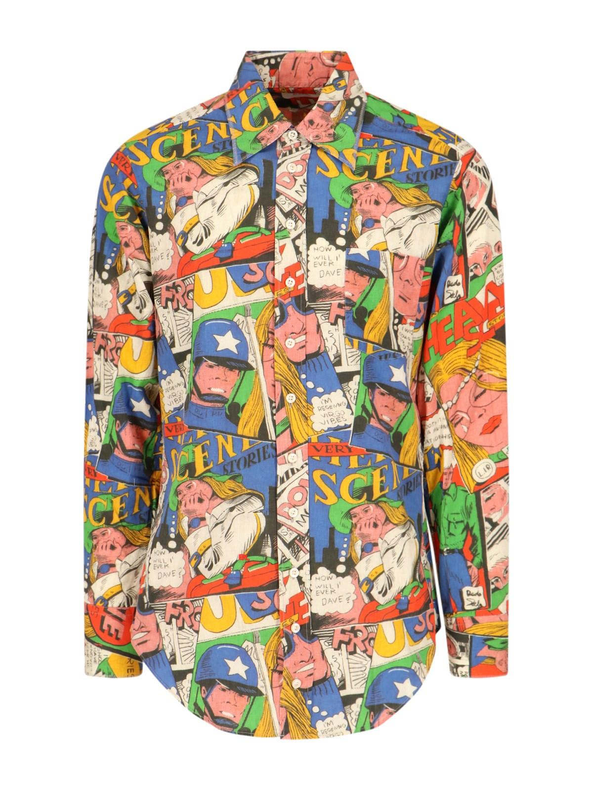 Shop Erl Cartoon Print Shirt In  Comic Book