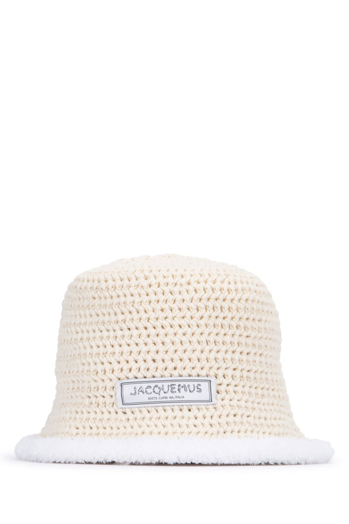 Jacquemus Beige Knitted Bucket Hat In Offwhite