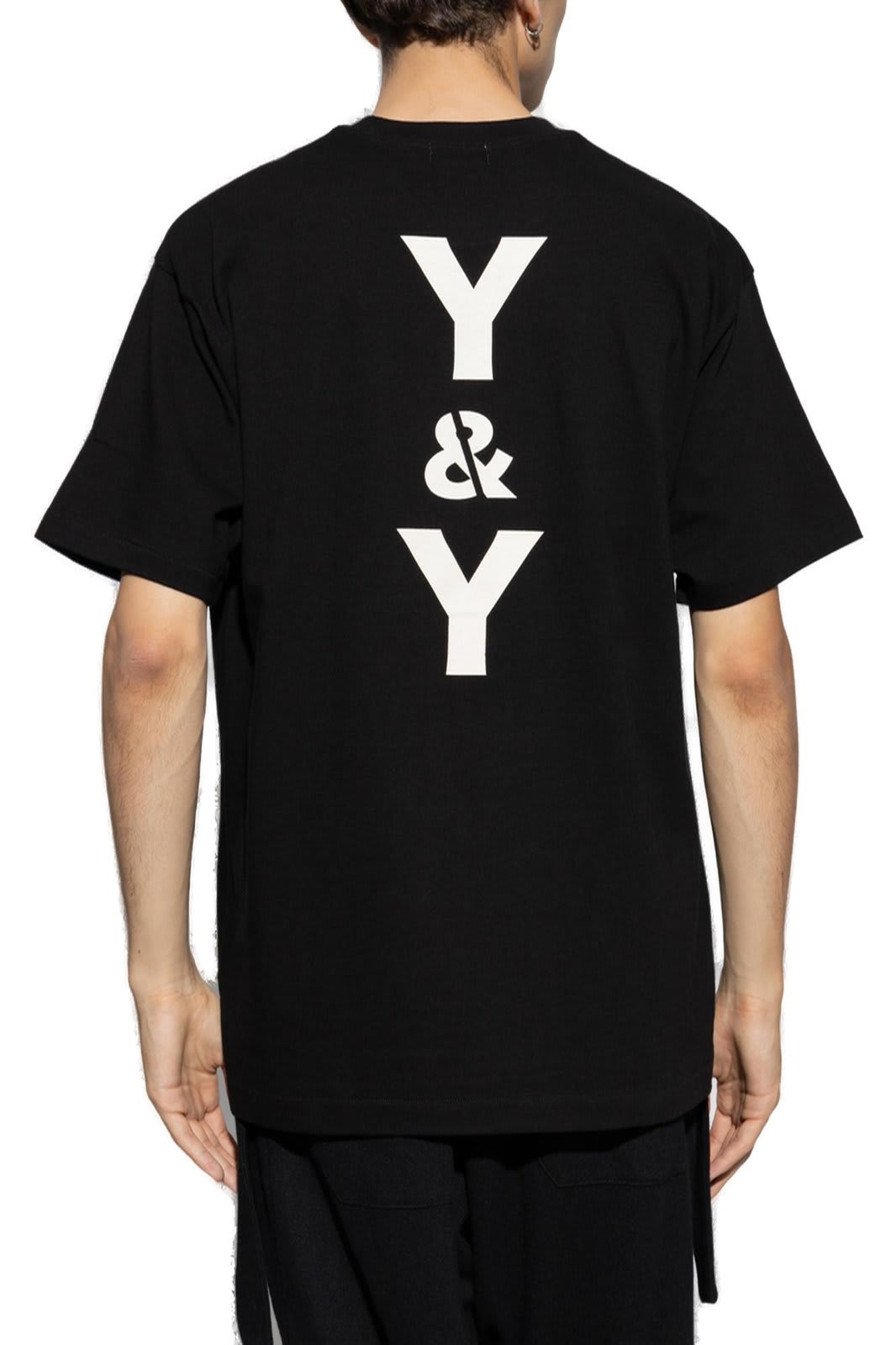 Shop Yohji Yamamoto Logo-printed Crewneck T-shirt In Black