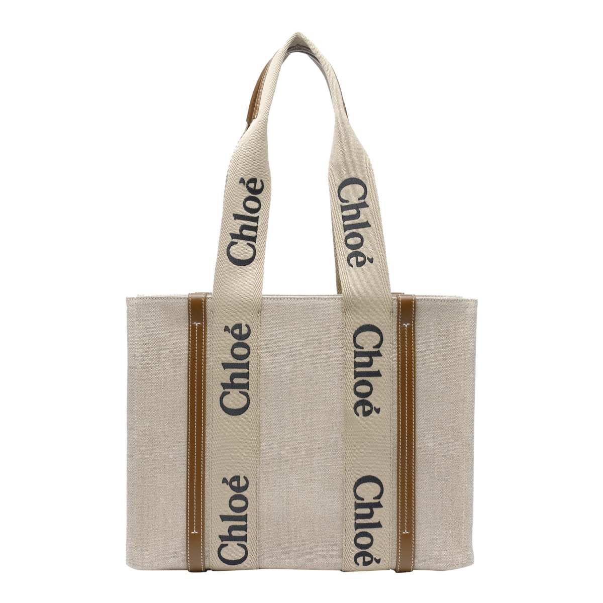 Shop Chloé Medium Woody Tote Bag In Grey