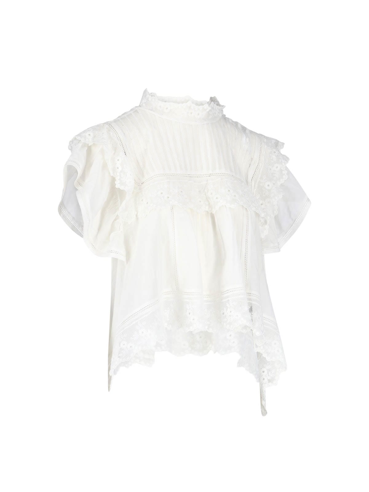Isabel Marant Lace Detail Top In Bianco