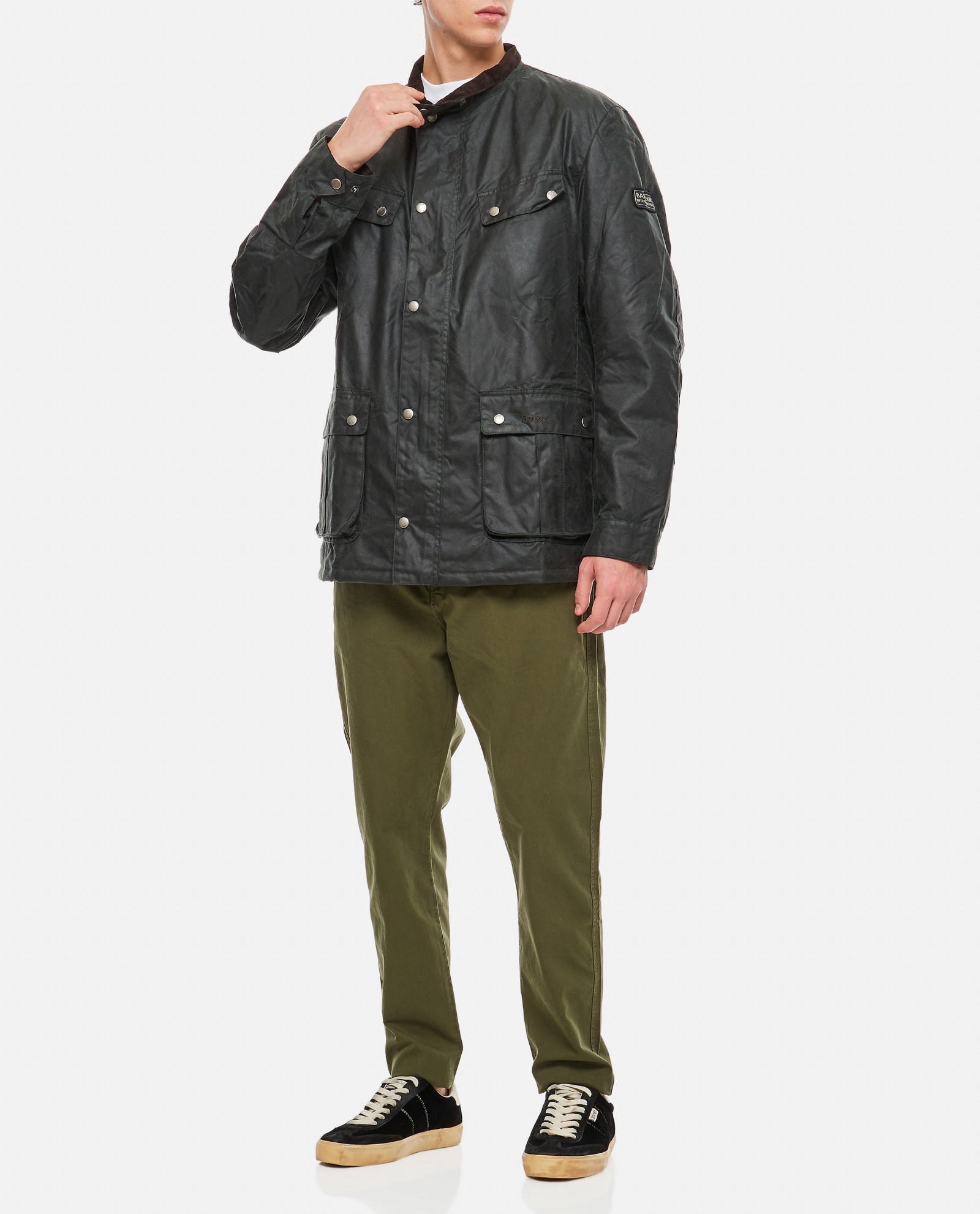 Shop Barbour Duke Wax Jacket In Green