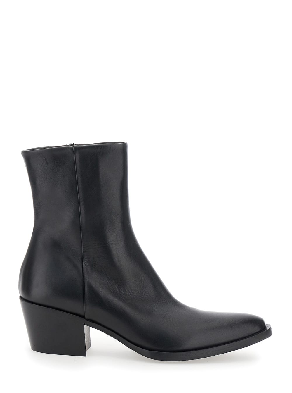 spectra Black Ankle Boots In Leather Woman