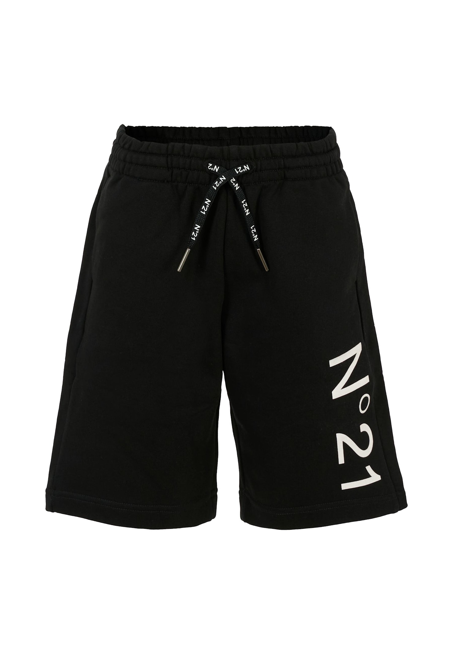 N°21 Black Shorts For Boy With Logo In Black