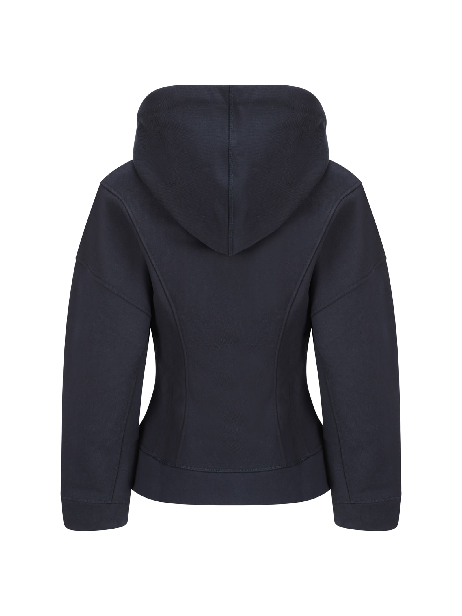 Ganni Slim-fit Hoodie With Structured Silhouette In Sky Captain
