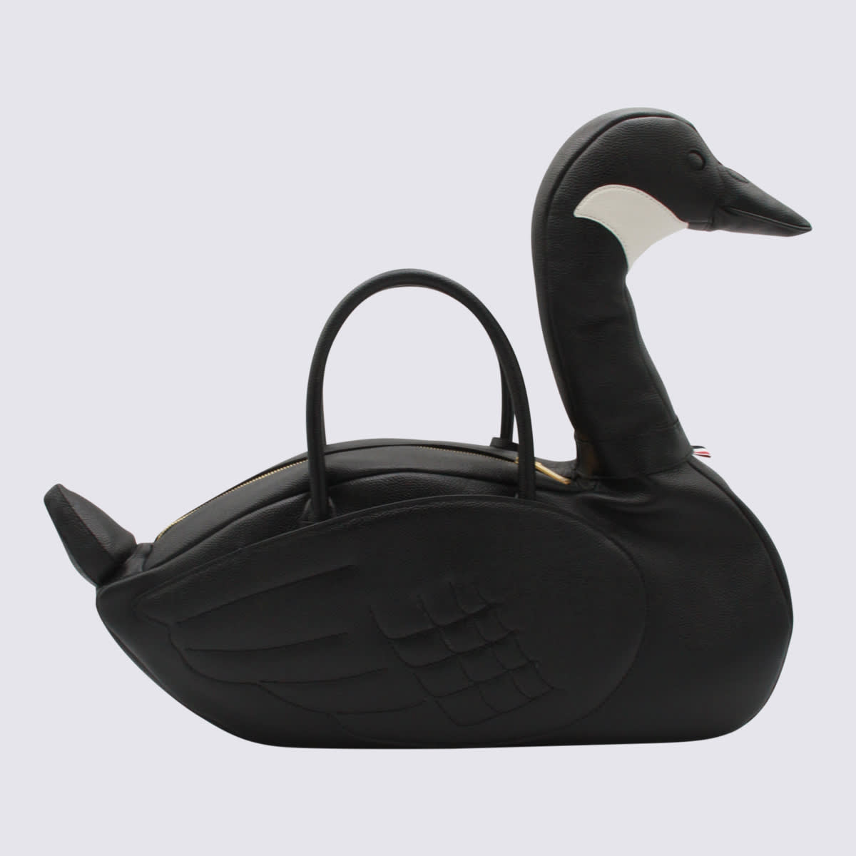 Thom Browne Black Leather Goose Top Handle Bag In Black