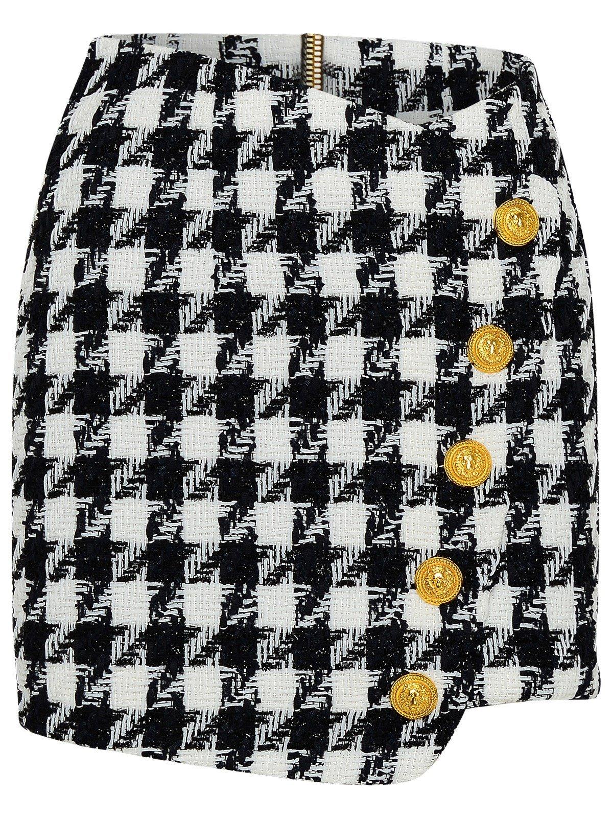Balmain Buttoned Tweed Mini Skirt