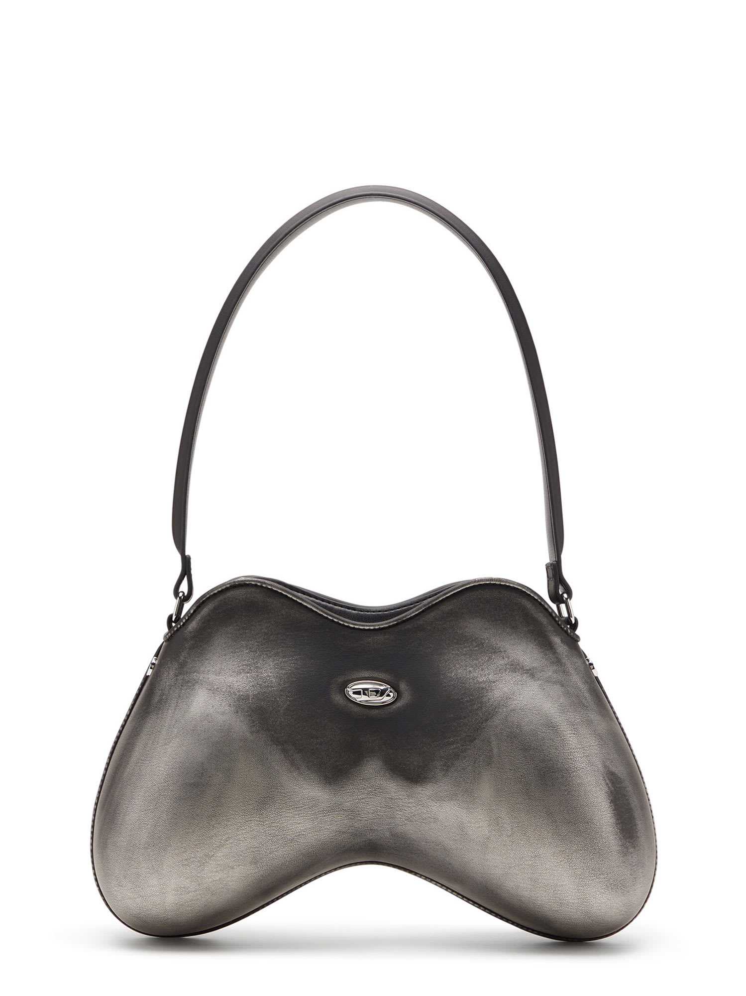 Diesel Double-d Shoulder Pu Shoulder Bag In Gray