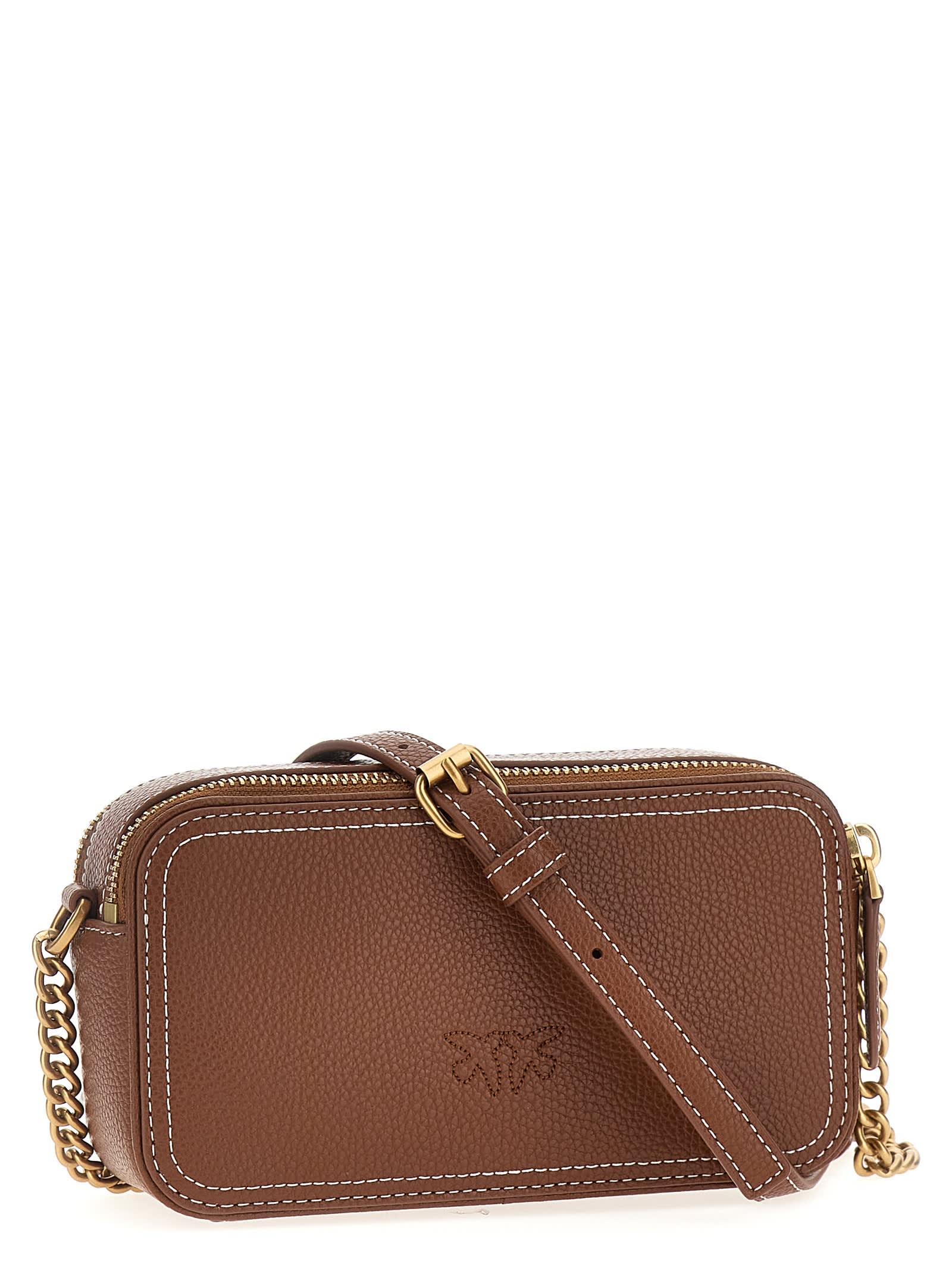 Shop Pinko Carrie Camera Case Crossbody Bag In Brown