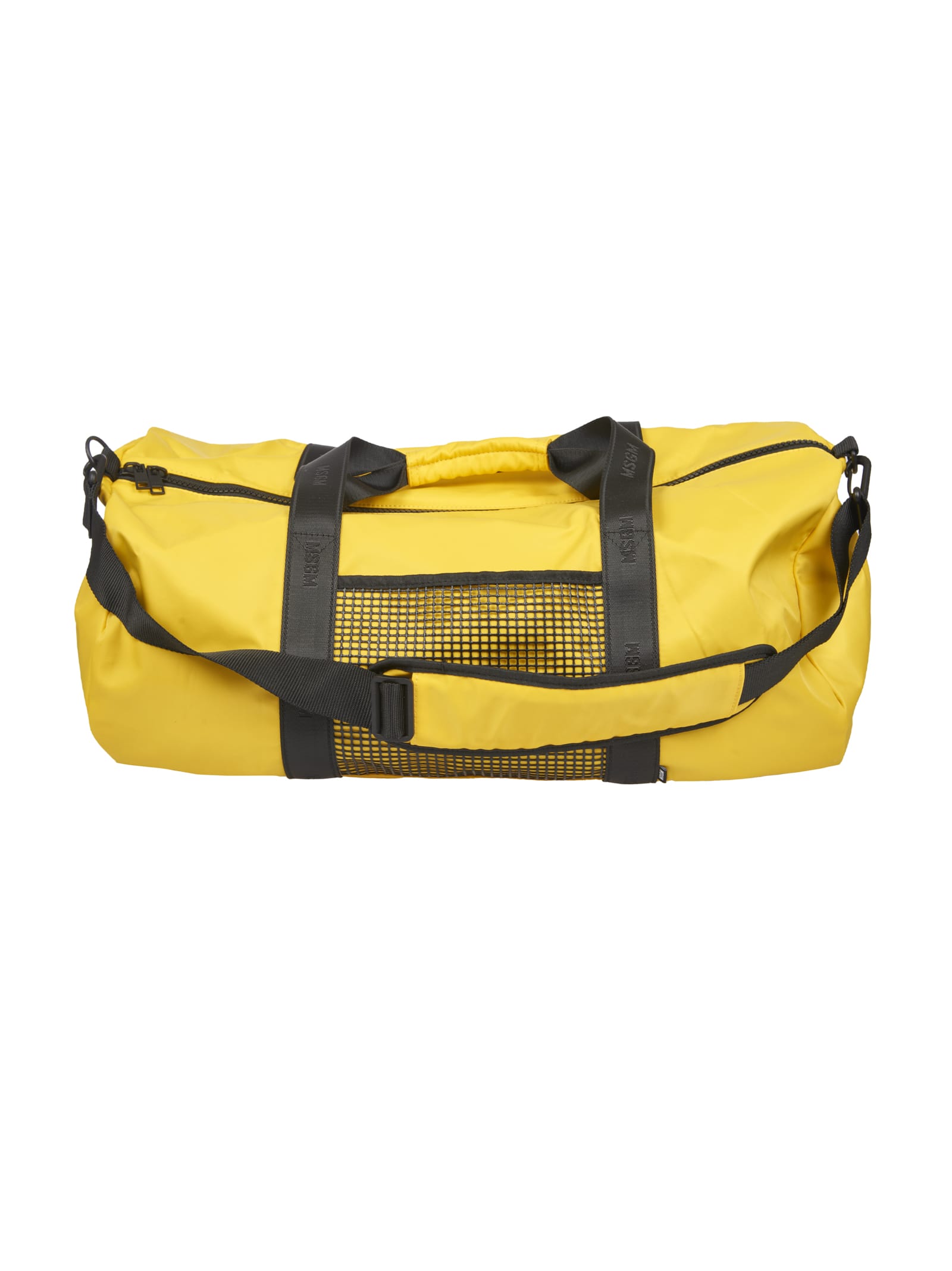 Shop Msgm Logo Patch Duffle Bag In Yellow