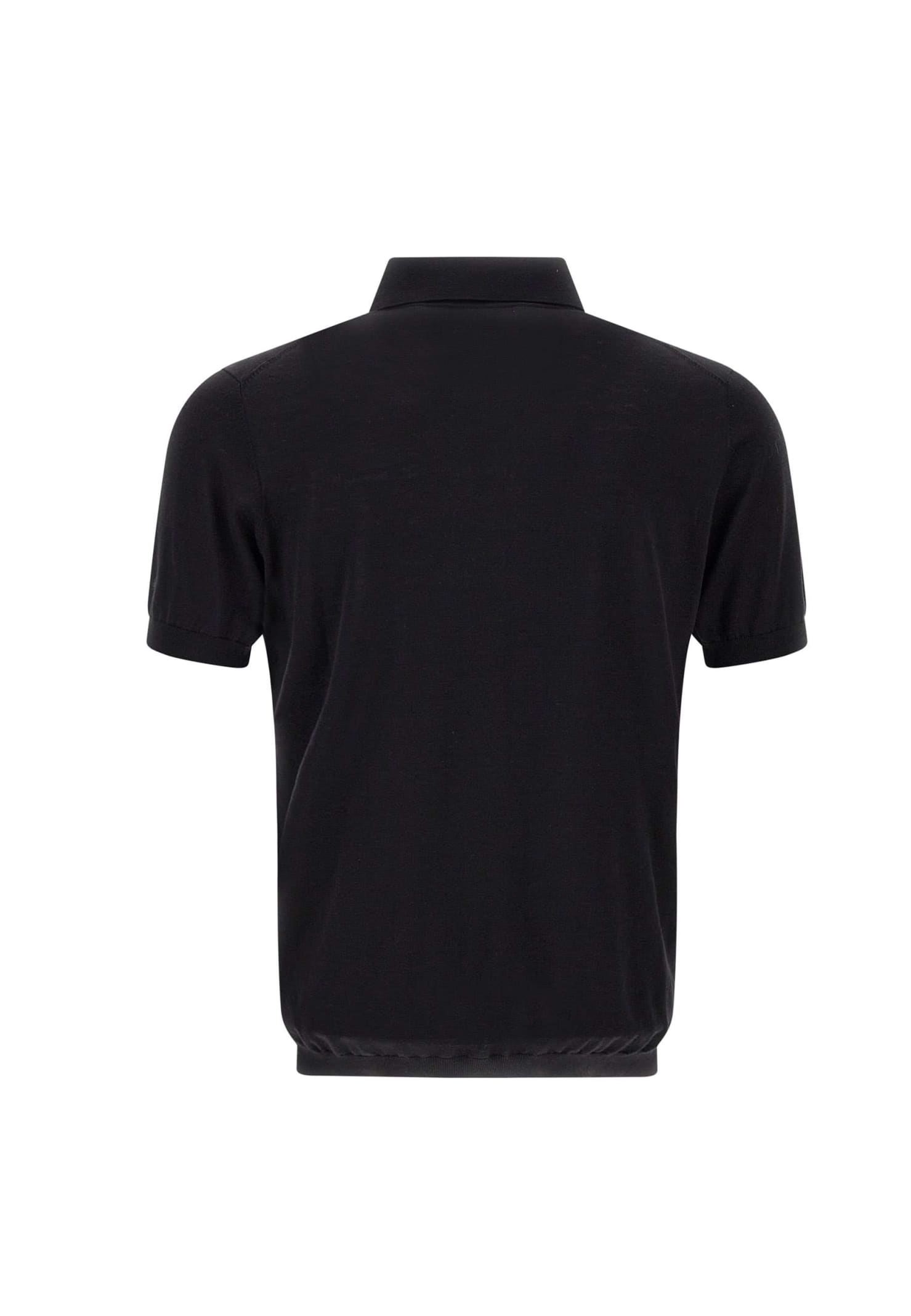 Shop Kangra Silk And Cotton Polo Shirt In Black