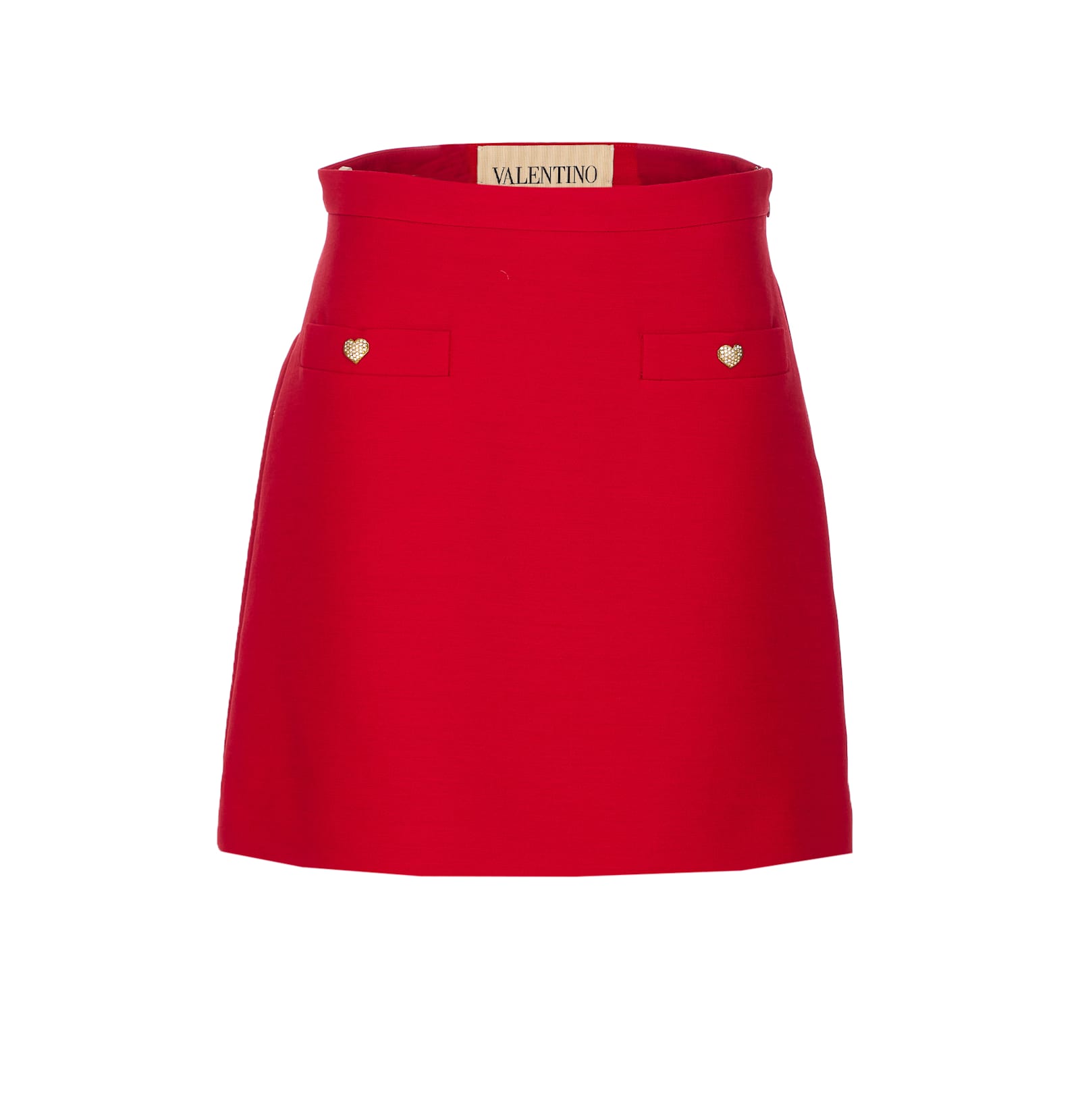 Valentino High Waist Skirt Heart-shaped Buttons In Red