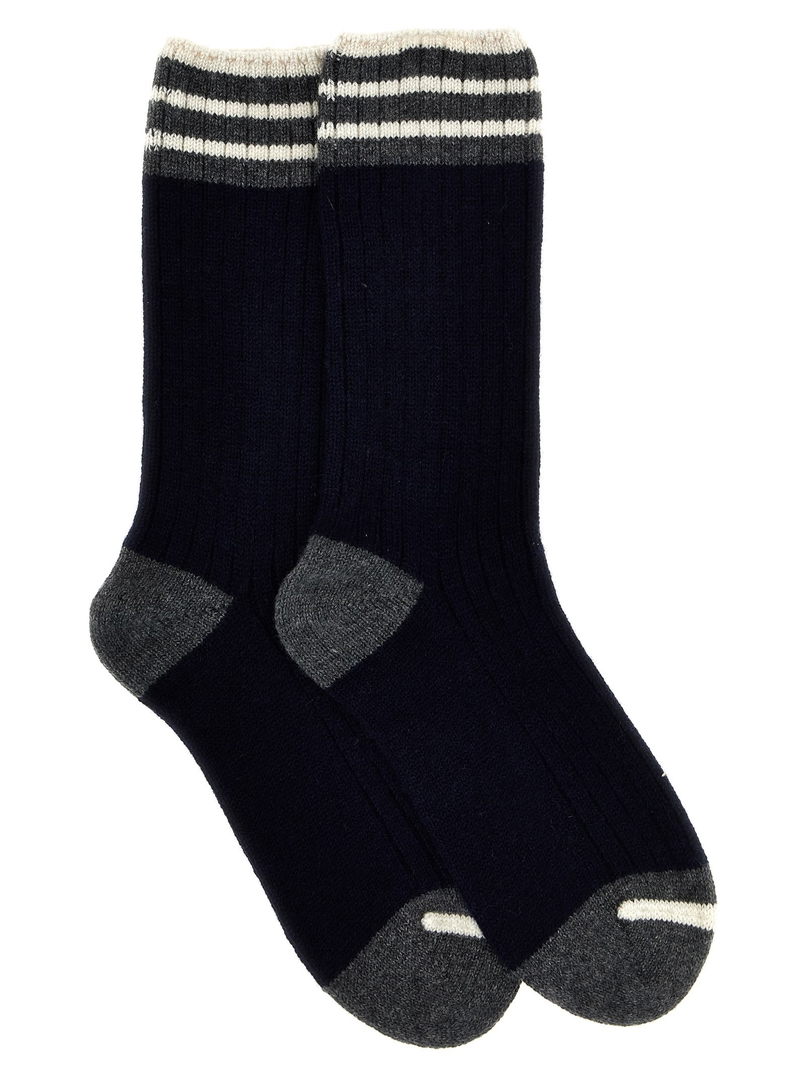 Shop Brunello Cucinelli Ribbed Socks In Multicolor