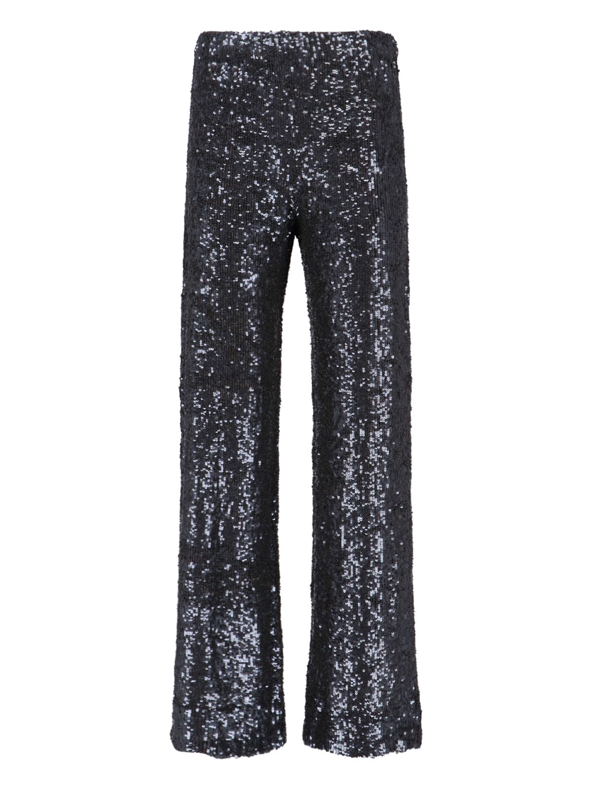 P.a.r.o.s.h Straight-leg Trousers With Sequined Surface In Black