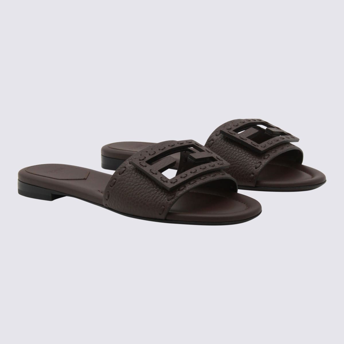 Fendi Baguette Flat Shoes Brown In Brown