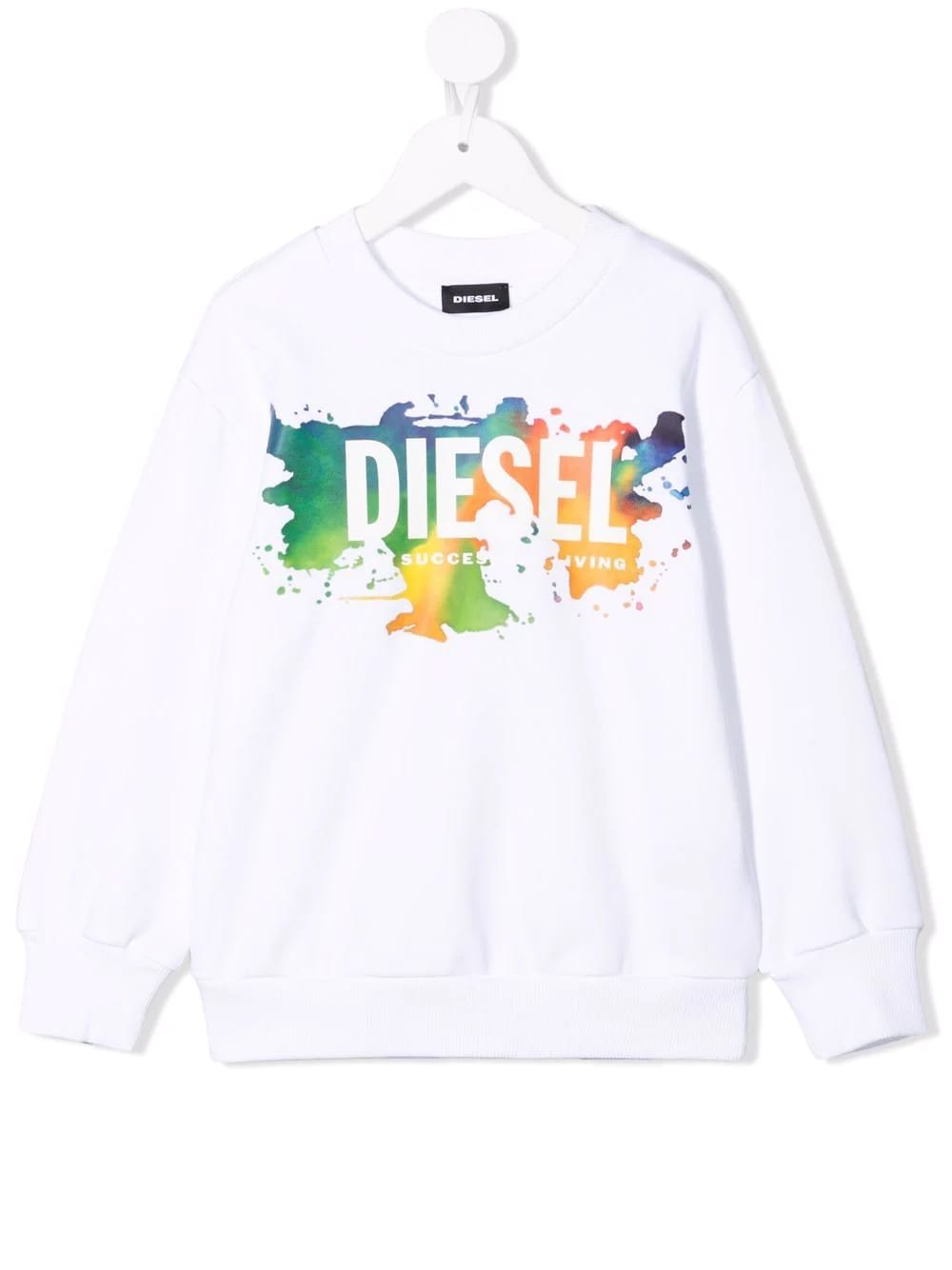 Diesel Kids Screwdosky White Sweatshirt With White Oversize Logo