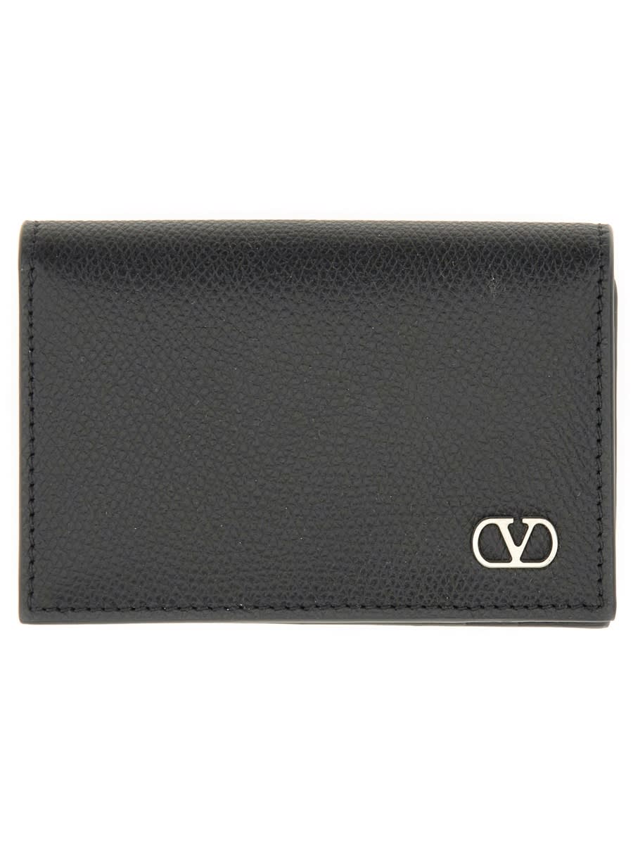 Valentino Snap Button Logo Cardholder Wallet