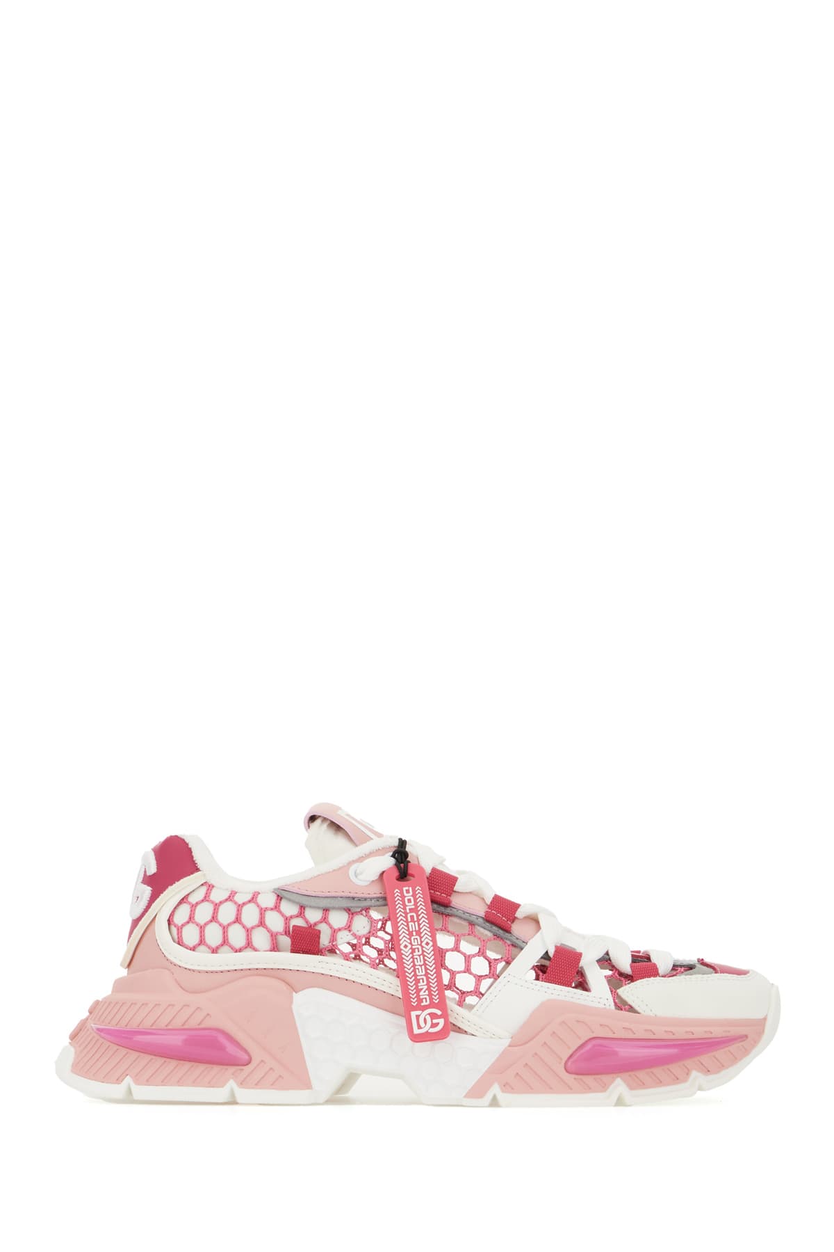 Dolce & Gabbana Airmaster Chunky Mesh Sneakers In Bianco Rosa