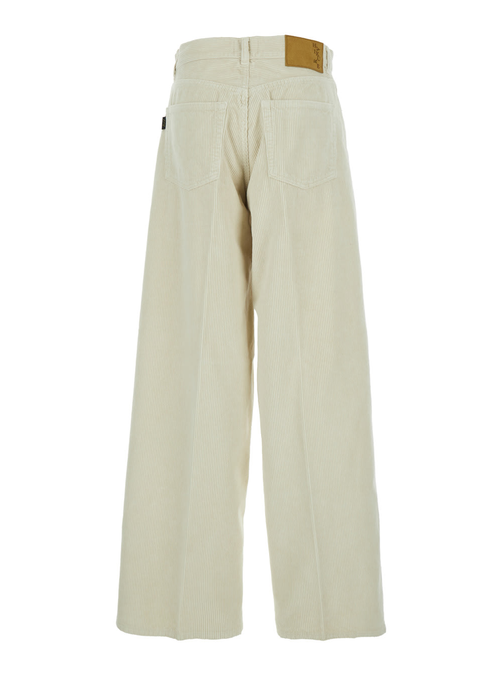 Haikure Bethany White Pants With Logo Patch On The Rear And Wide Leg In Corduroy Woman In Green