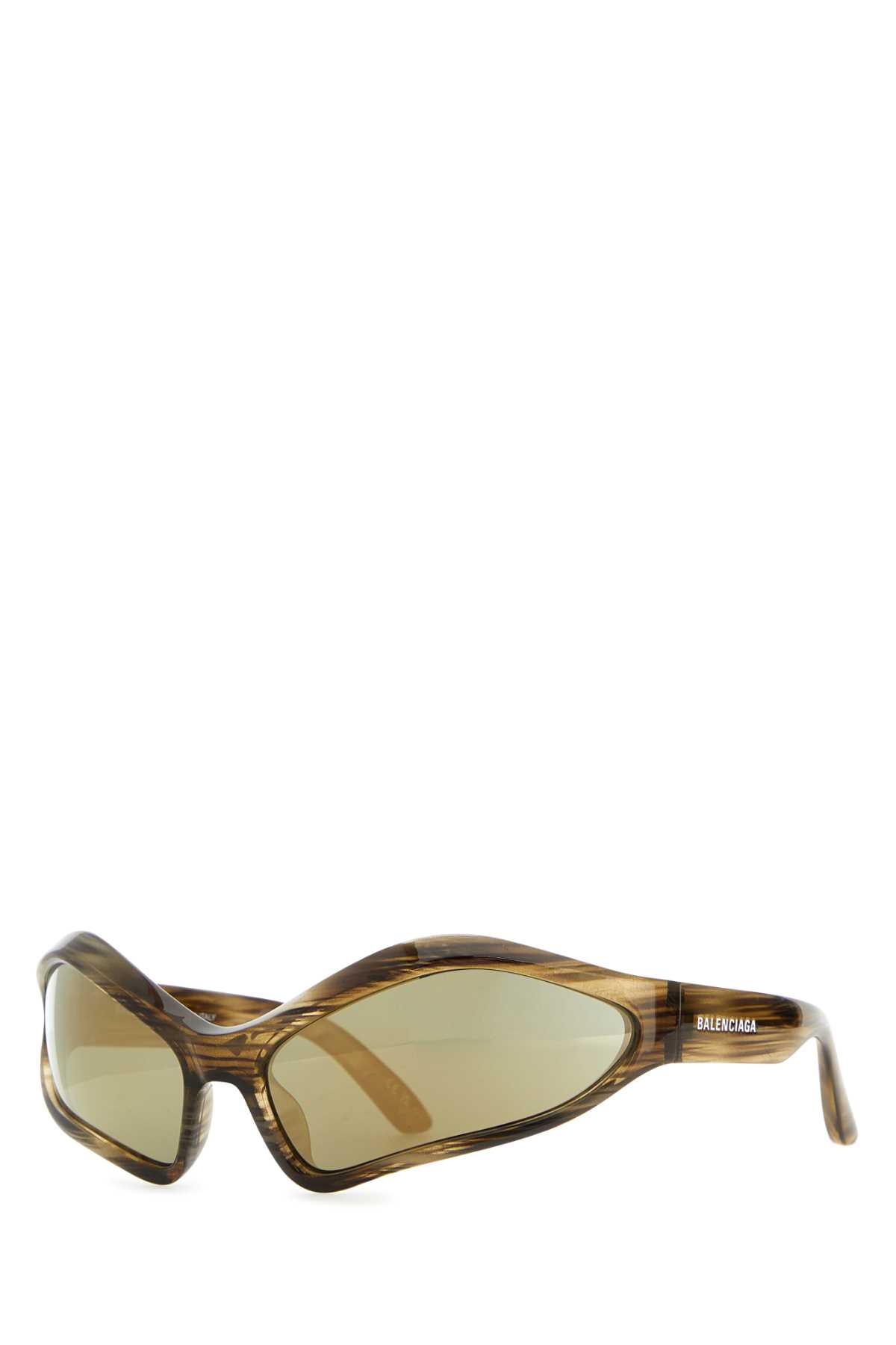 Shop Balenciaga Multicolor Acetate Fennec Oval Sunglasses In Hornmirrorbronze